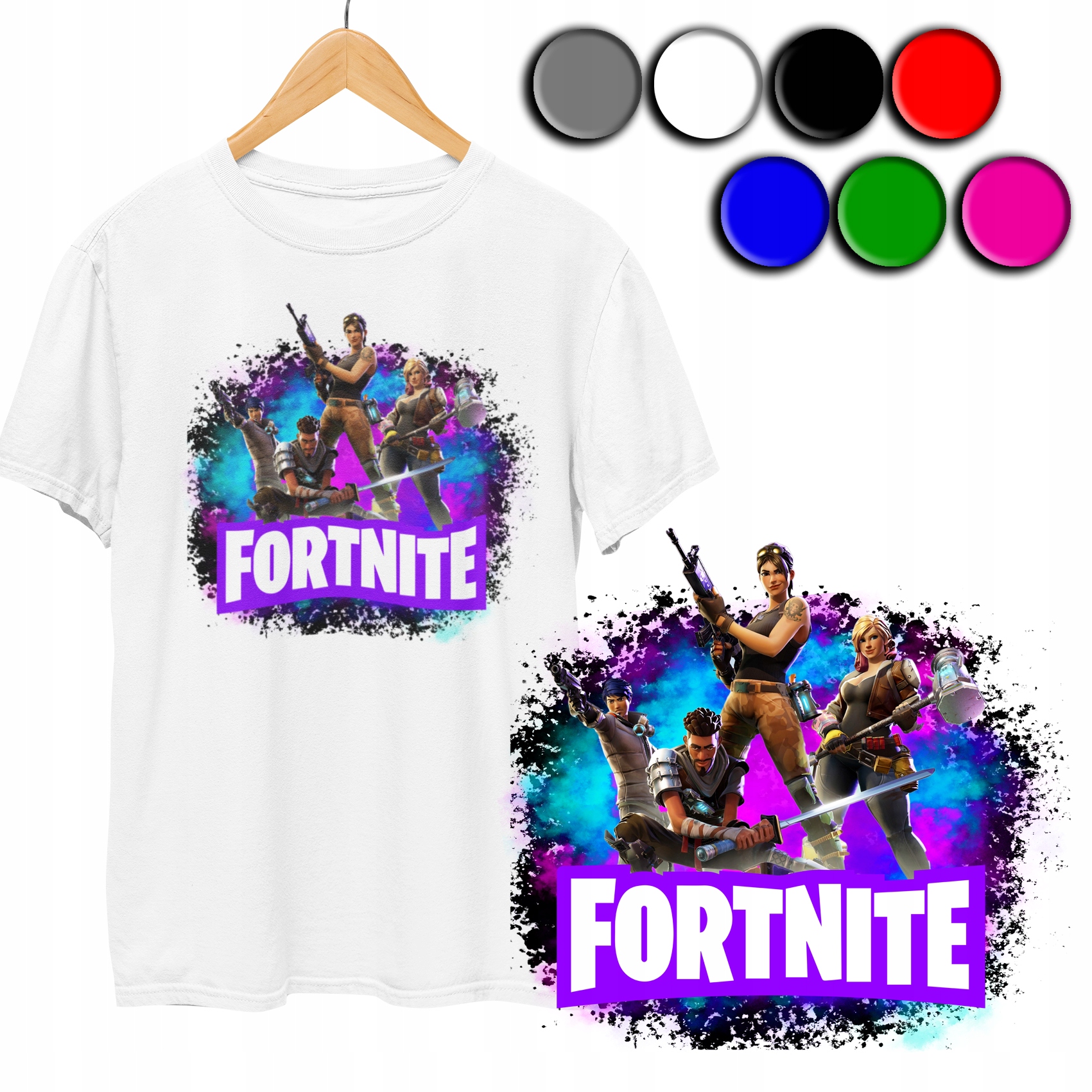 KOSZULKA DZIECIĘCA T-SHIRT Z NADRUKIEM - FORTNITE GRA WZORY - XS 110-116