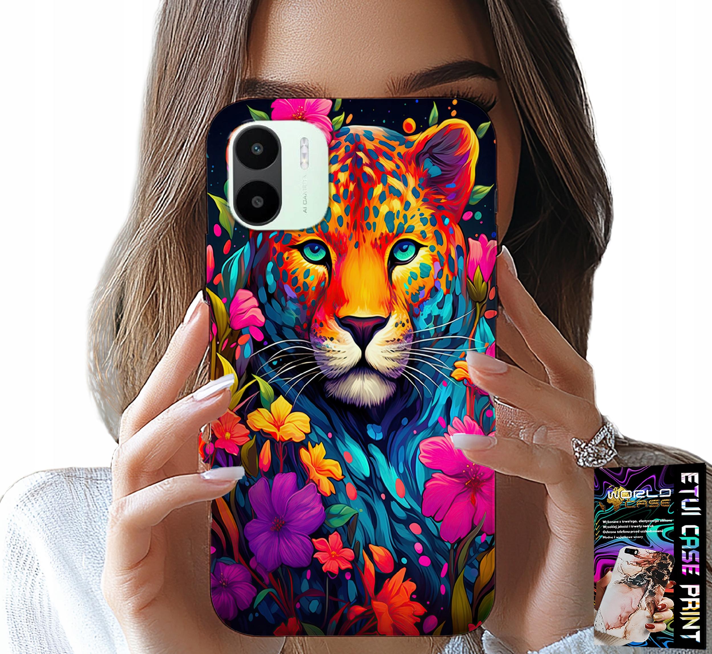 ETUI DO XIAOMI REDMI A2 - KWIECISTE WZORY TYGRYS TYGRYSEK + FOLIA