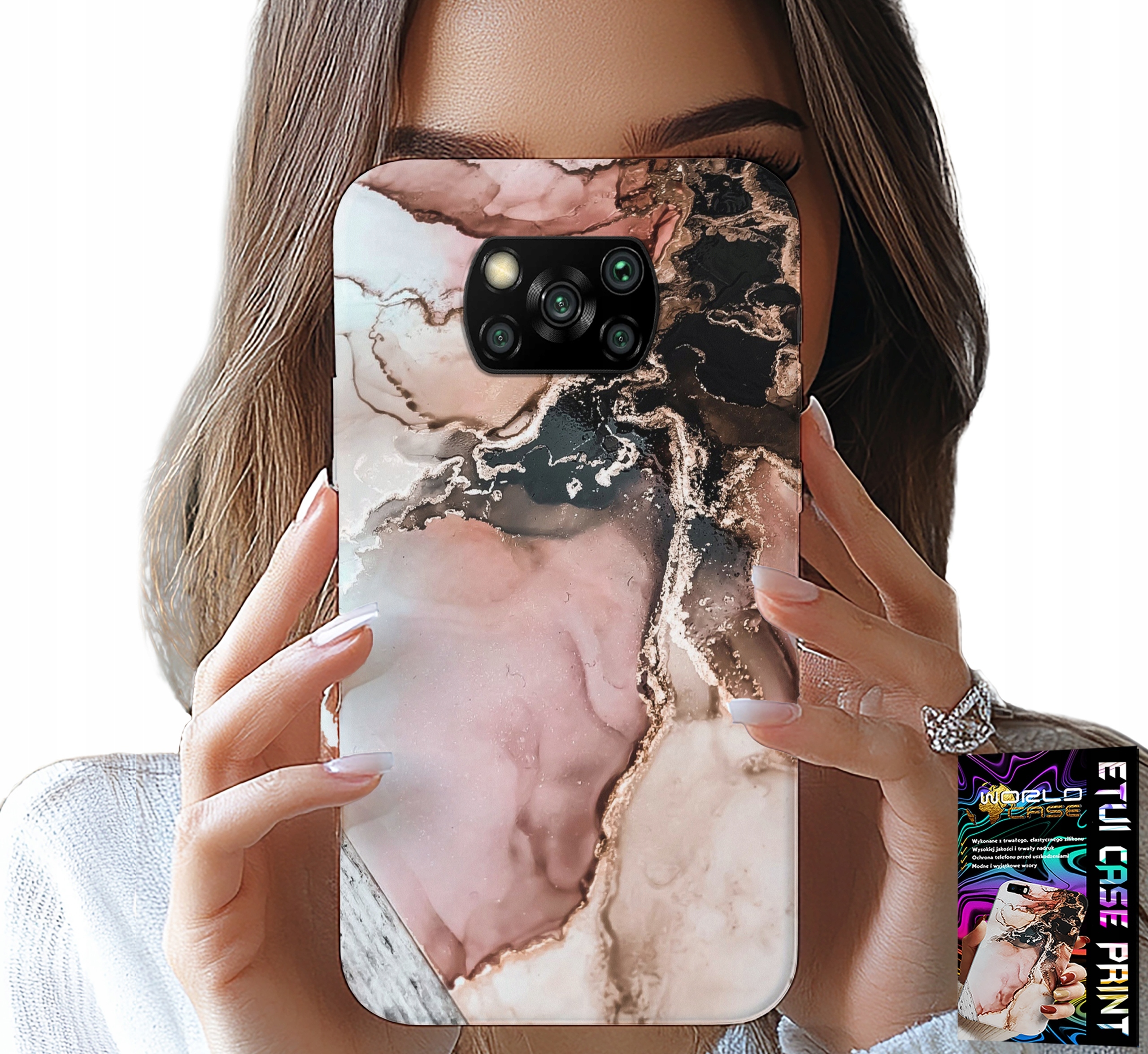 ETUI DO XIAOMI POCO X3 - ELEGANCKI MARMUREK MODNE WZORY + SZKŁO