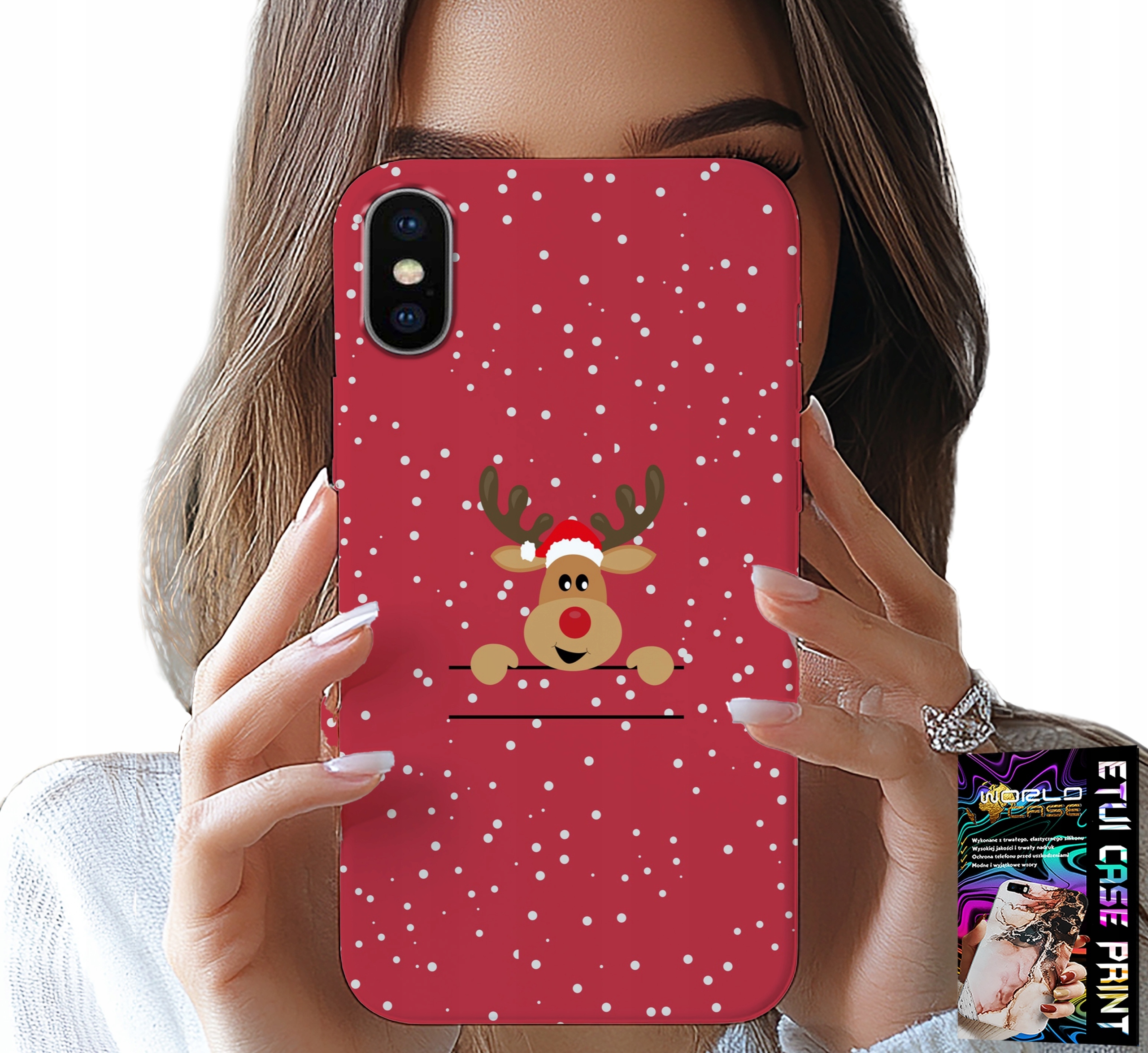 ETUI DO IPHONE XS MAX - ŚWIĄTECZNY RENIFER MIKOŁAJ ŚWIĘTA +SZKŁO