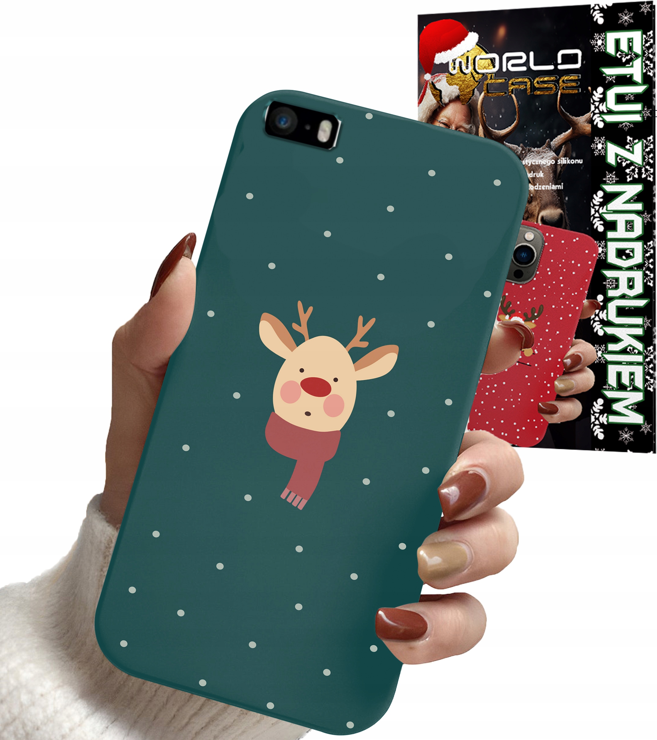 ETUI CASE DO IPHONE 5 / 5S / 5C - ŚWIĄTECZNE WZORY RENIFER MIKOŁAJ PREZENT