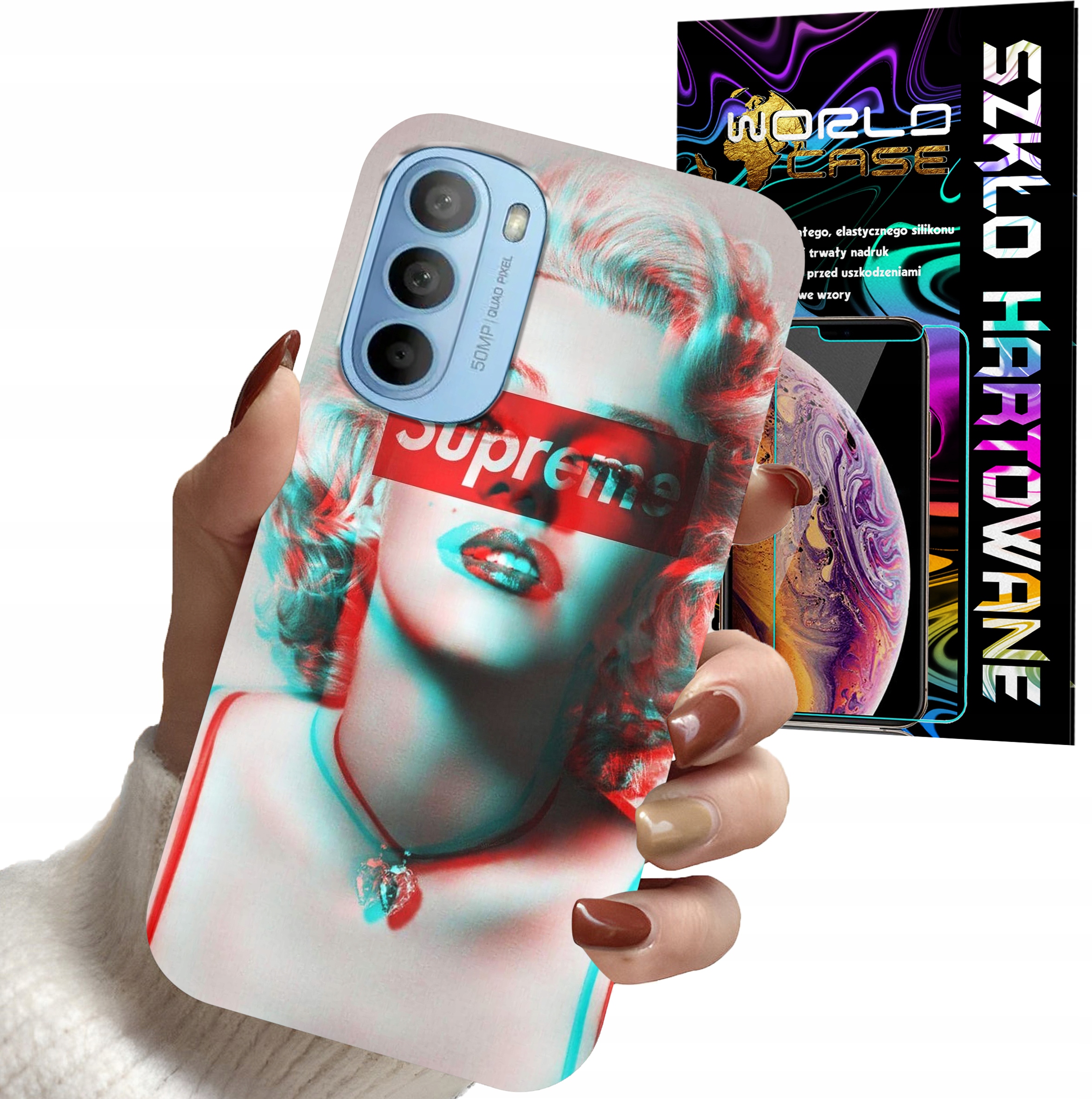 ETUI DO MOTOROLA MOTO G52 / G82 - Monroe MODNE KOBIECE WZORY + SZKŁO