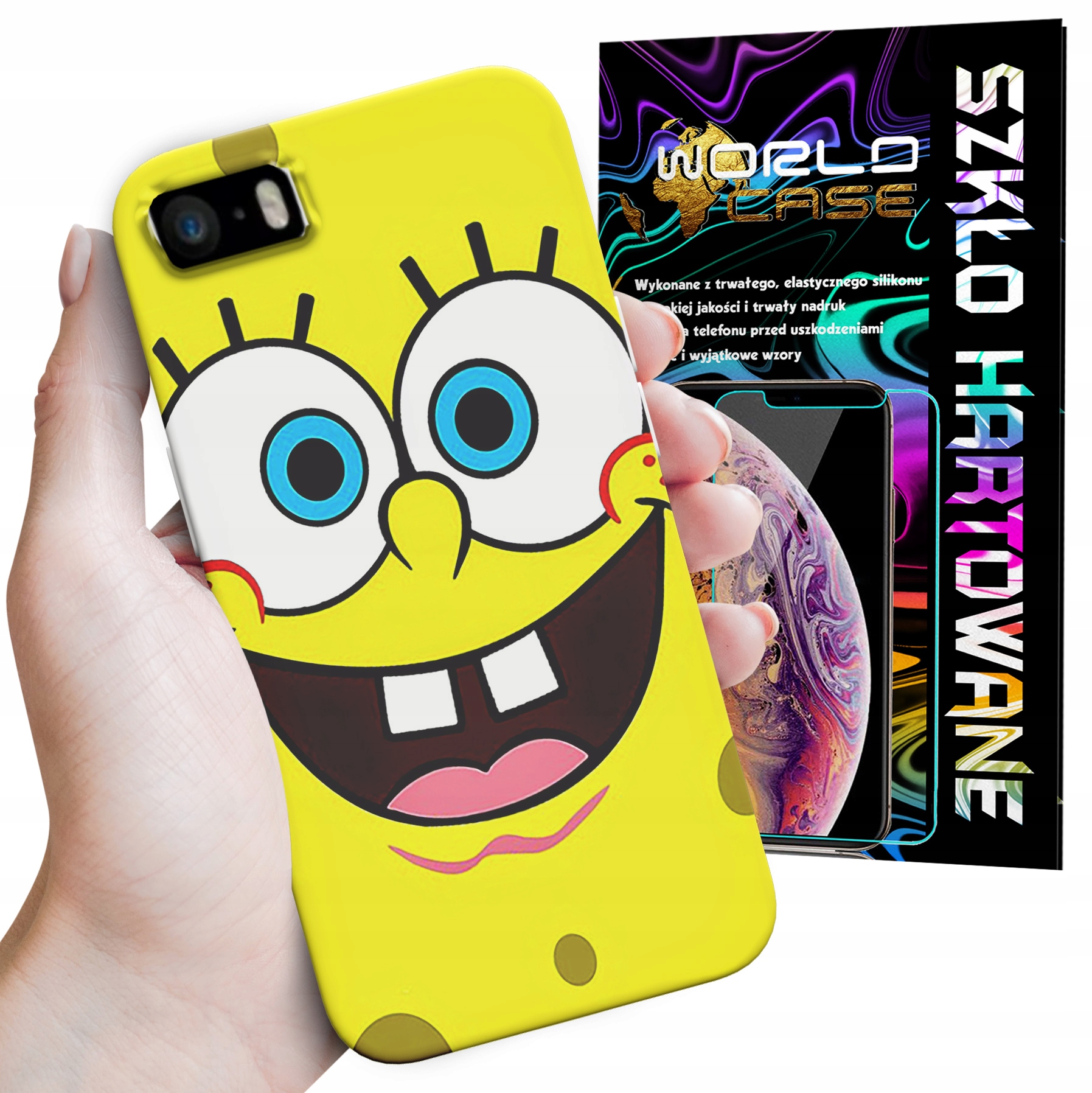 ETUI CASE DO IPHONE 5 5S 5C - SPONGEBOB BAJKI GRY WYBÓR PLECKI + SZKŁO