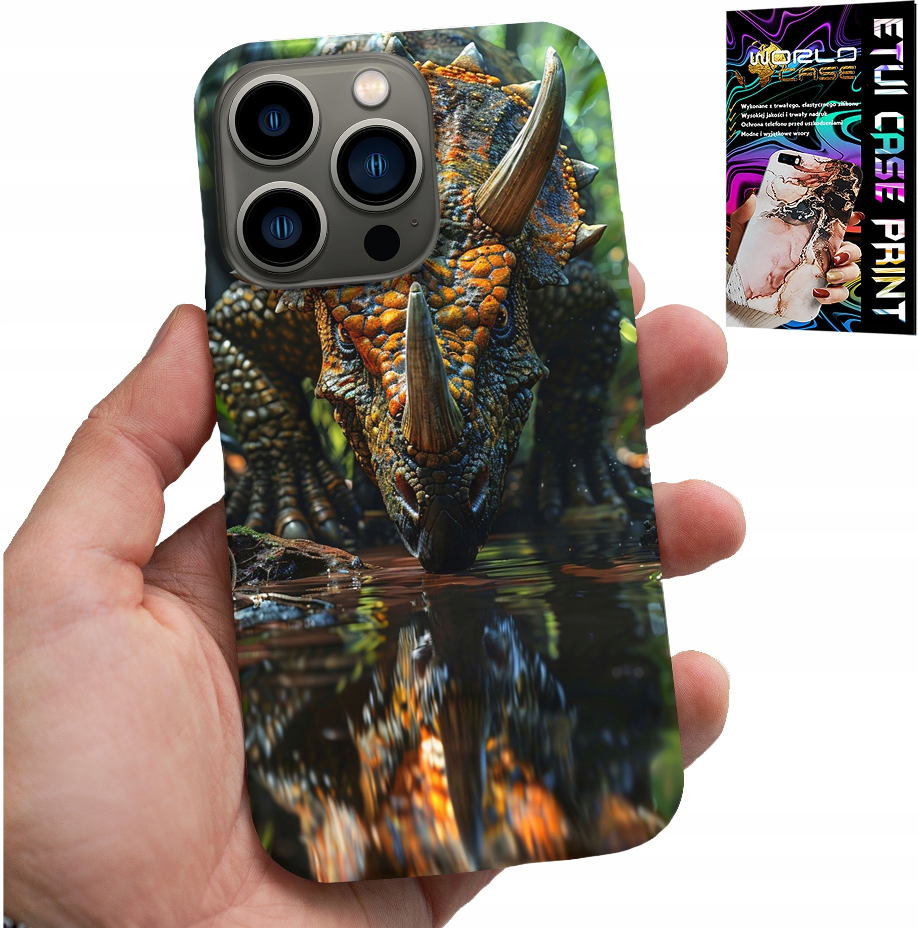 ETUI DO IPHONE 16 PRO MAX - DINO DINOZAUR TRICERATOPSEM FUTERAŁ