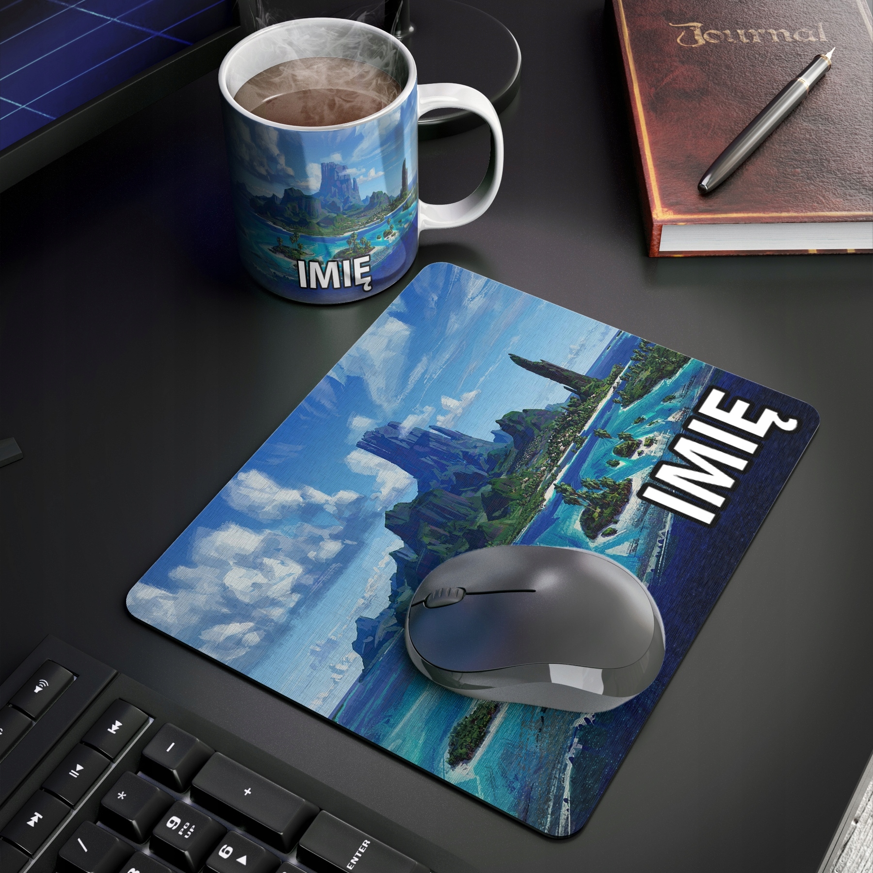 ZESTAW KUBEK + PODKŁADKA - VAIANA - PREZENT WIELE WZORÓW + IMIĘ