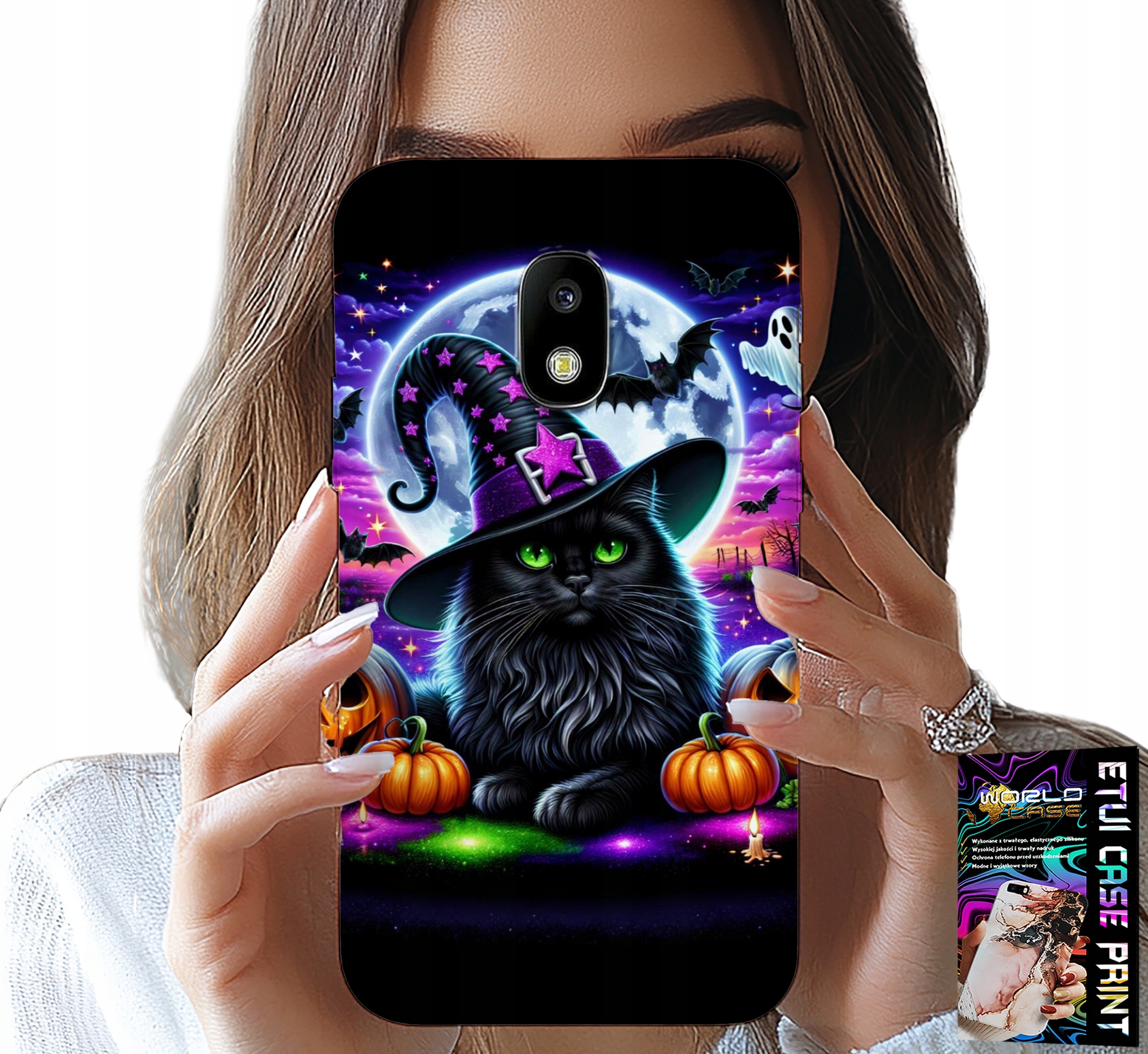 ETUI DO SAMSUNG GALAXY J5 2017 - CZARNY KOTEK HALLOWEEN SALEM DYNIA WZORY