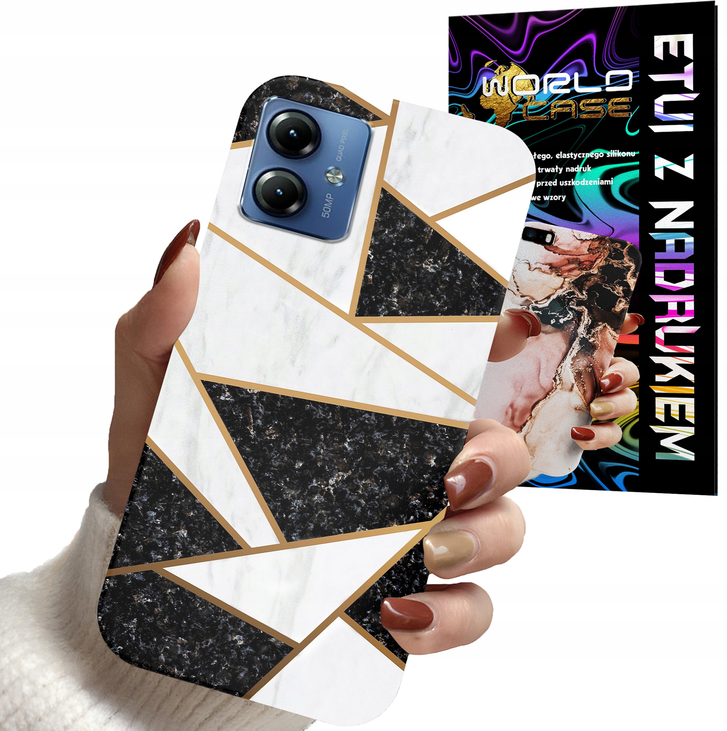 ETUI CASE DO MOTOROLA MOTO G14 - MARMUREK GEOMETRIA WZORY DLA KOBIET