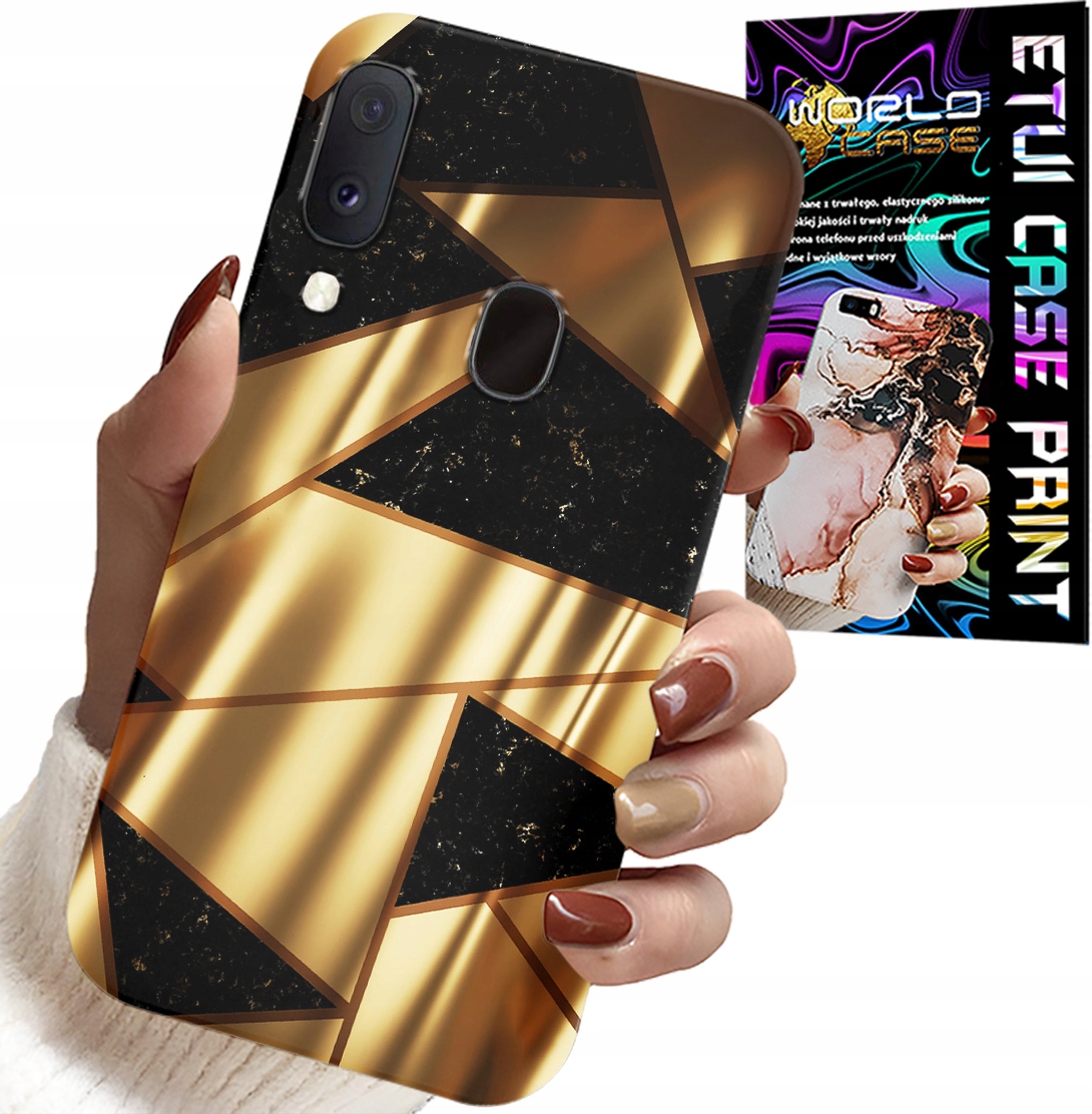 ETUI DO SAMSUNG GALAXY A40 - ZŁOTE ELEGANCKIE WZORY + FOLIA HYDRO