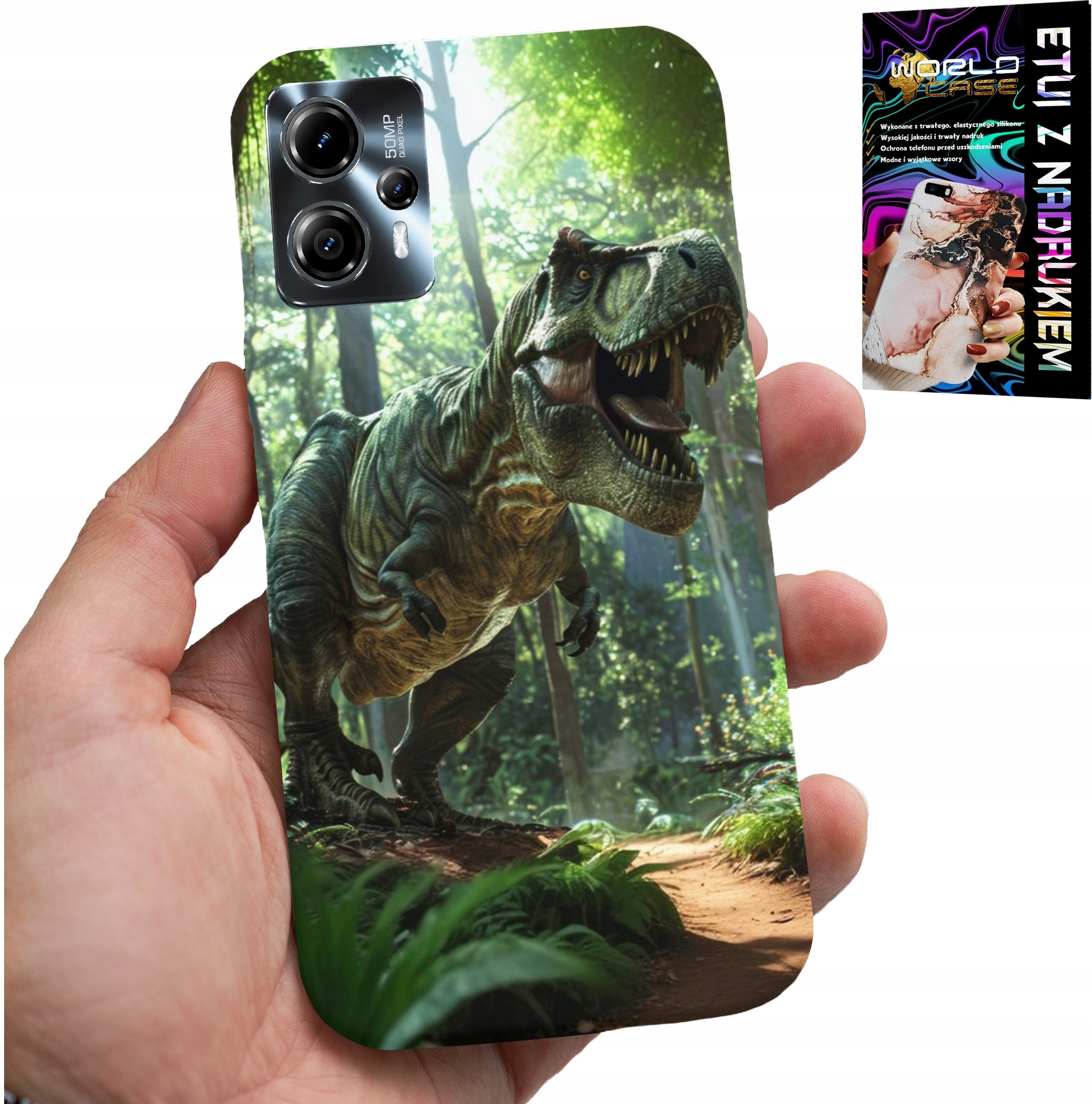 ETUI DO MOTOROLA G13 / G23 - DINO DINOZAUR TYRANOZAUR CASE + FOLIA