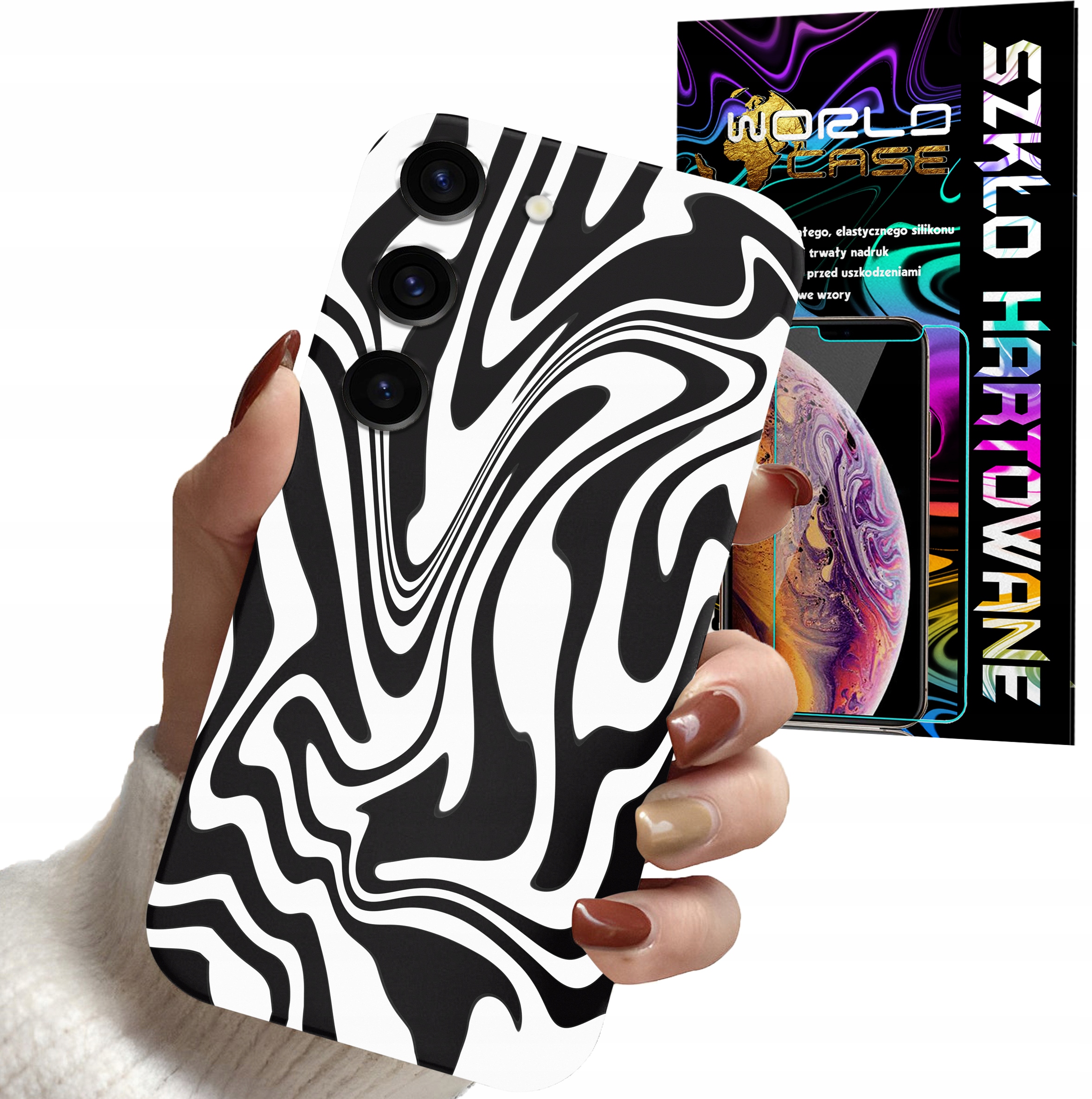 ETUI DO SAMSUNG S23 - ABSTRAKCJA ZEBRA MODNE WZORY DLA KOBIET +SZKŁO