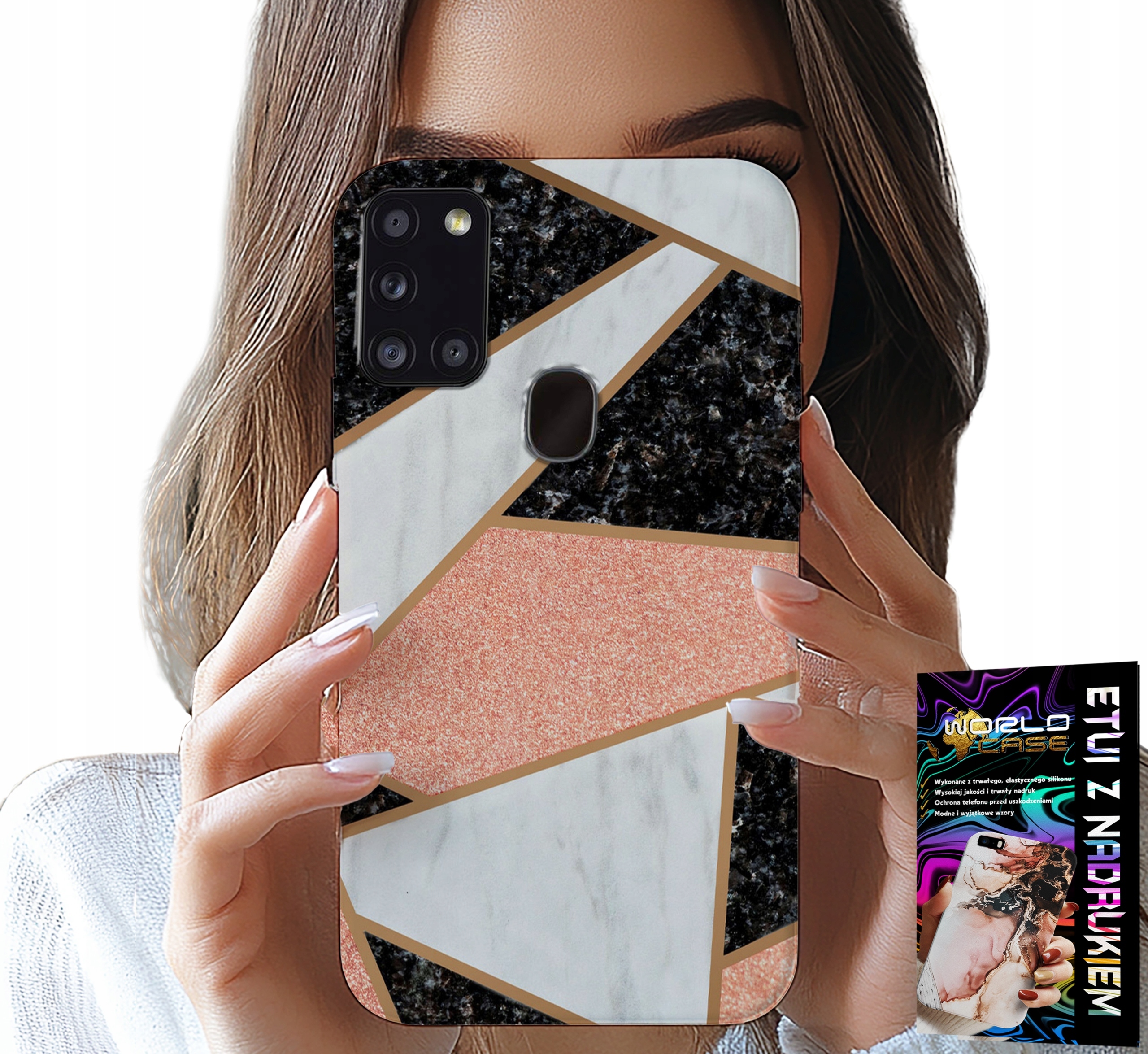 ETUI DO SAMSUNG GALAXY A21s - ELEGANCKIE MODNE WZORY CASE + SZKŁO