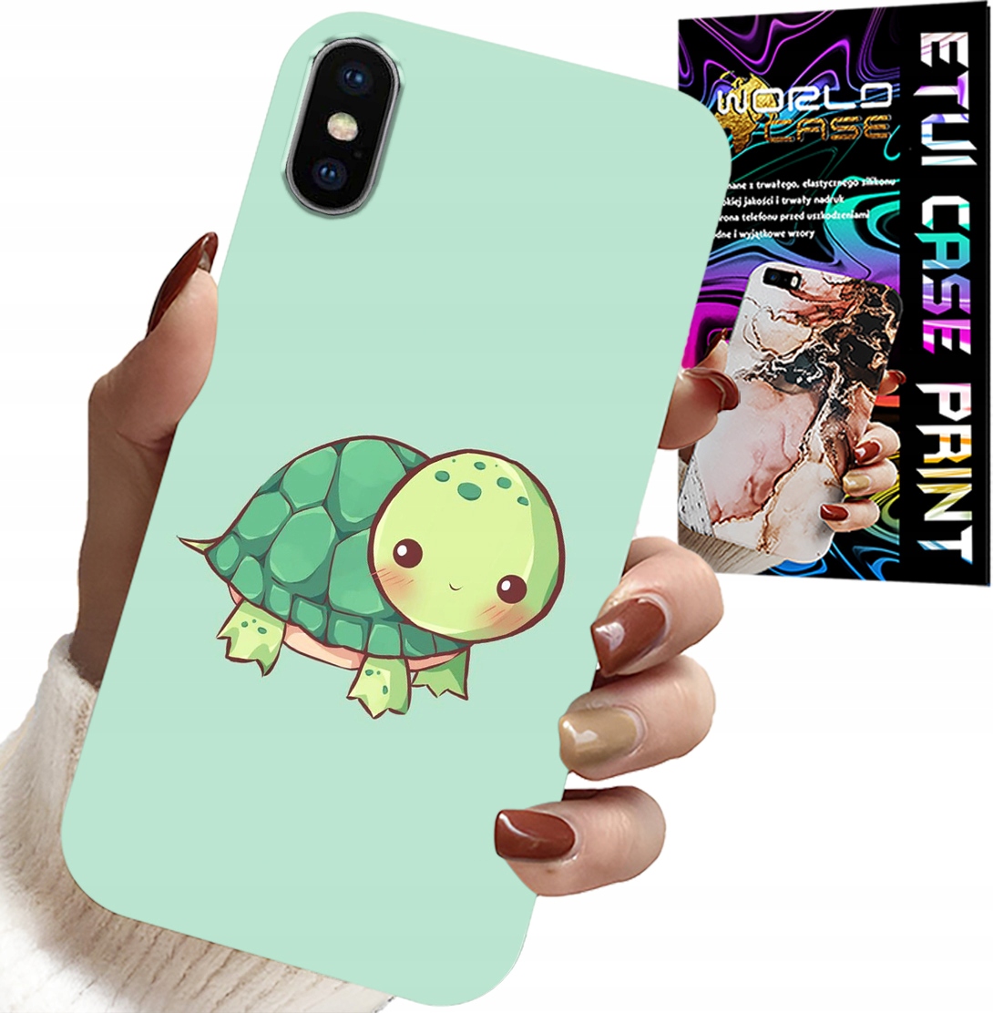 ETUI DO IPHONE XS MAX - SŁODKIE ŻÓŁWKI WZORY DLA DZIECI + SZKŁO