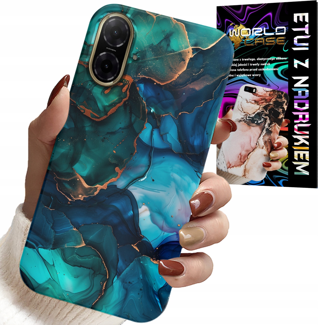ETUI DO SAMSUNG GALAXY A07 4G - NIEBIESKO ZIELONY MARMUREK PLECKI WZORY