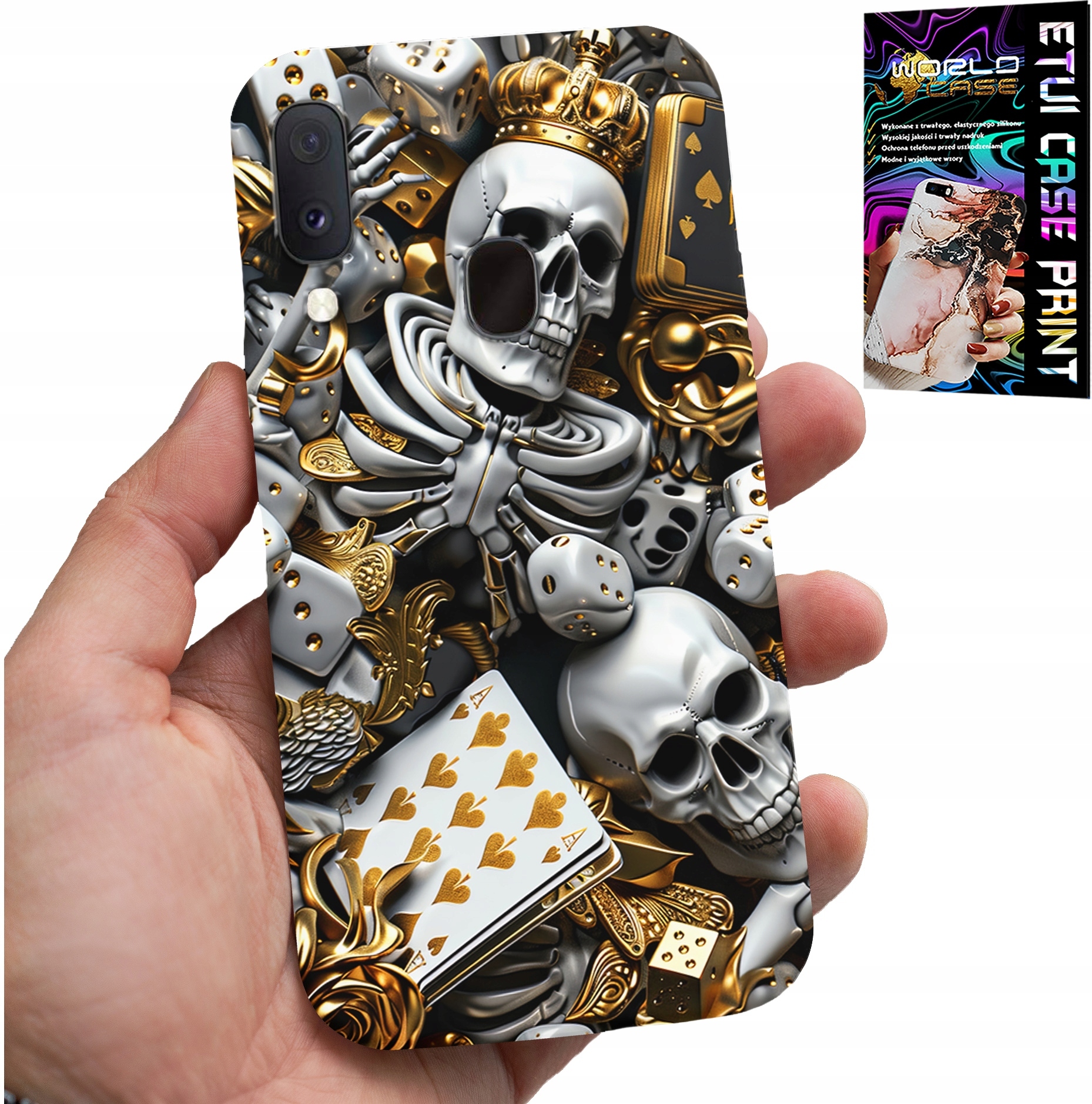 ETUI DO SAMSUNG GALAXY A40 - KRÓL POKER KOŚCI AS WZORY DLA MĘŻCZYZN
