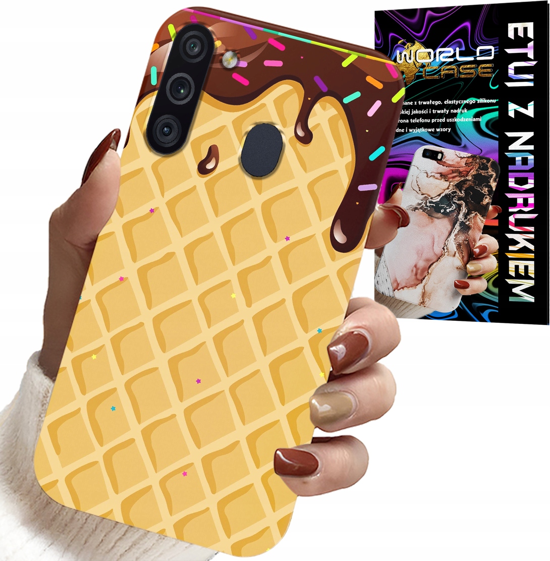 ETUI DO SAMSUNG GALAXY A21 - Z MOTYWEM WAFLA Z POLEWĄ CZEKOLADOWĄ