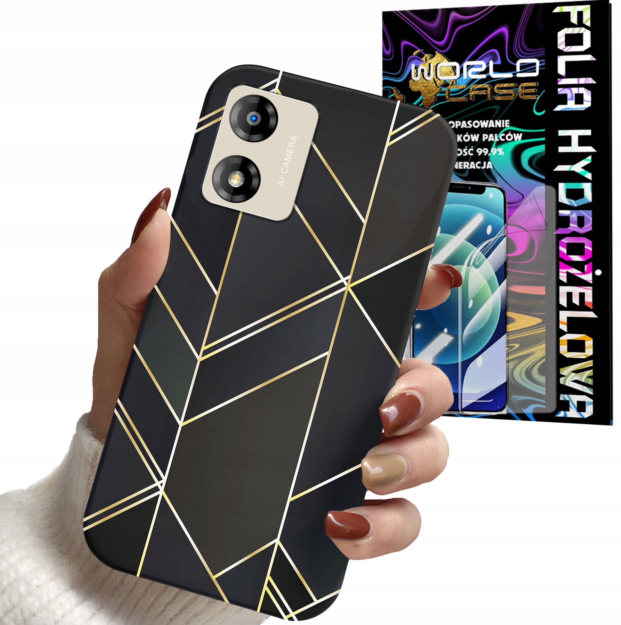 ETUI DO MOTOROLA MOTO E13 - MARMUREK GEOMETRYCZNE WZOR KOBIET + FOLIA
