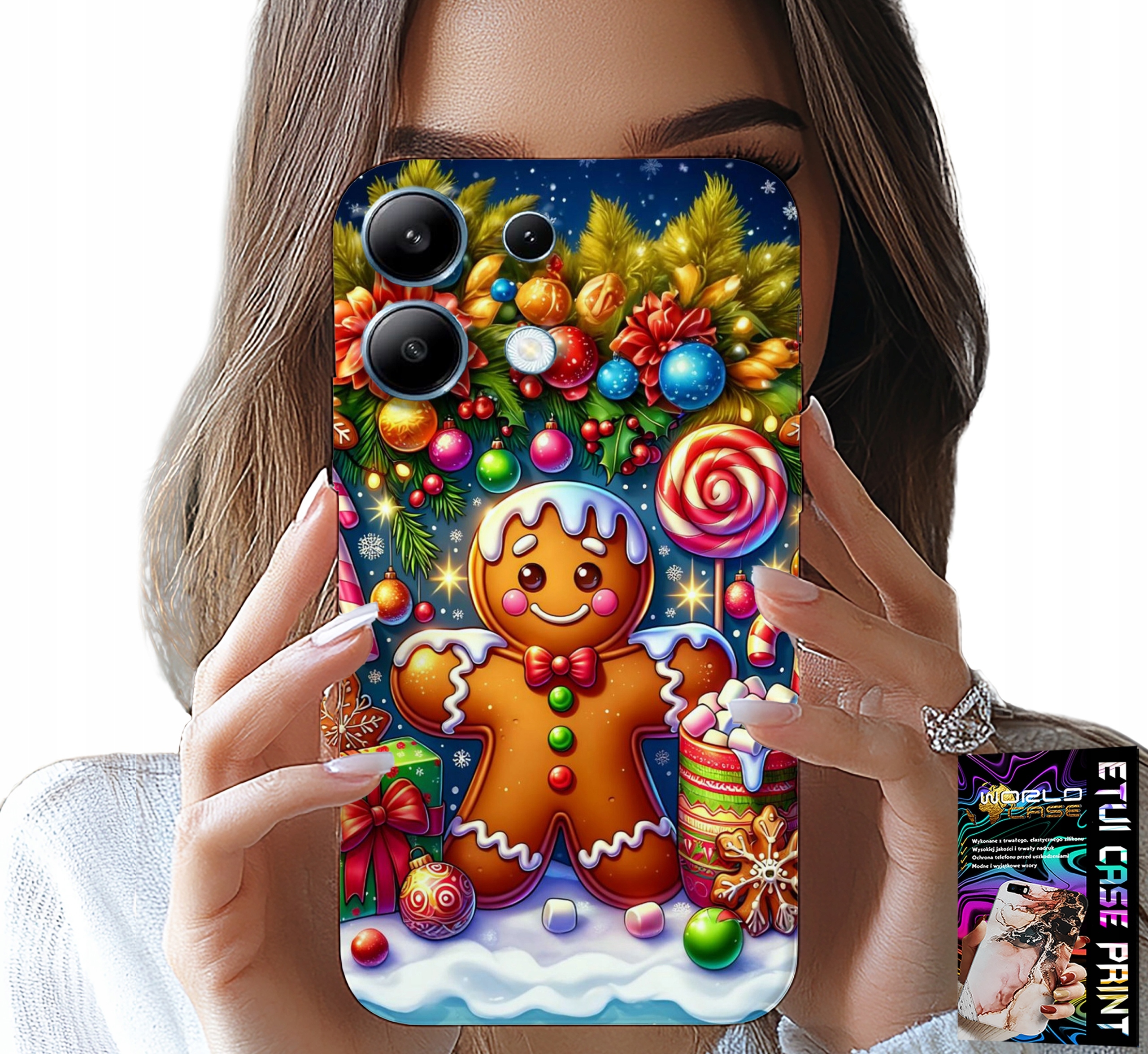 ETUI DO XIAOMI NOTE 13 5G - PIERNIK, CUKIERKOWE WZORY ŚWIĘTA + SZKŁO