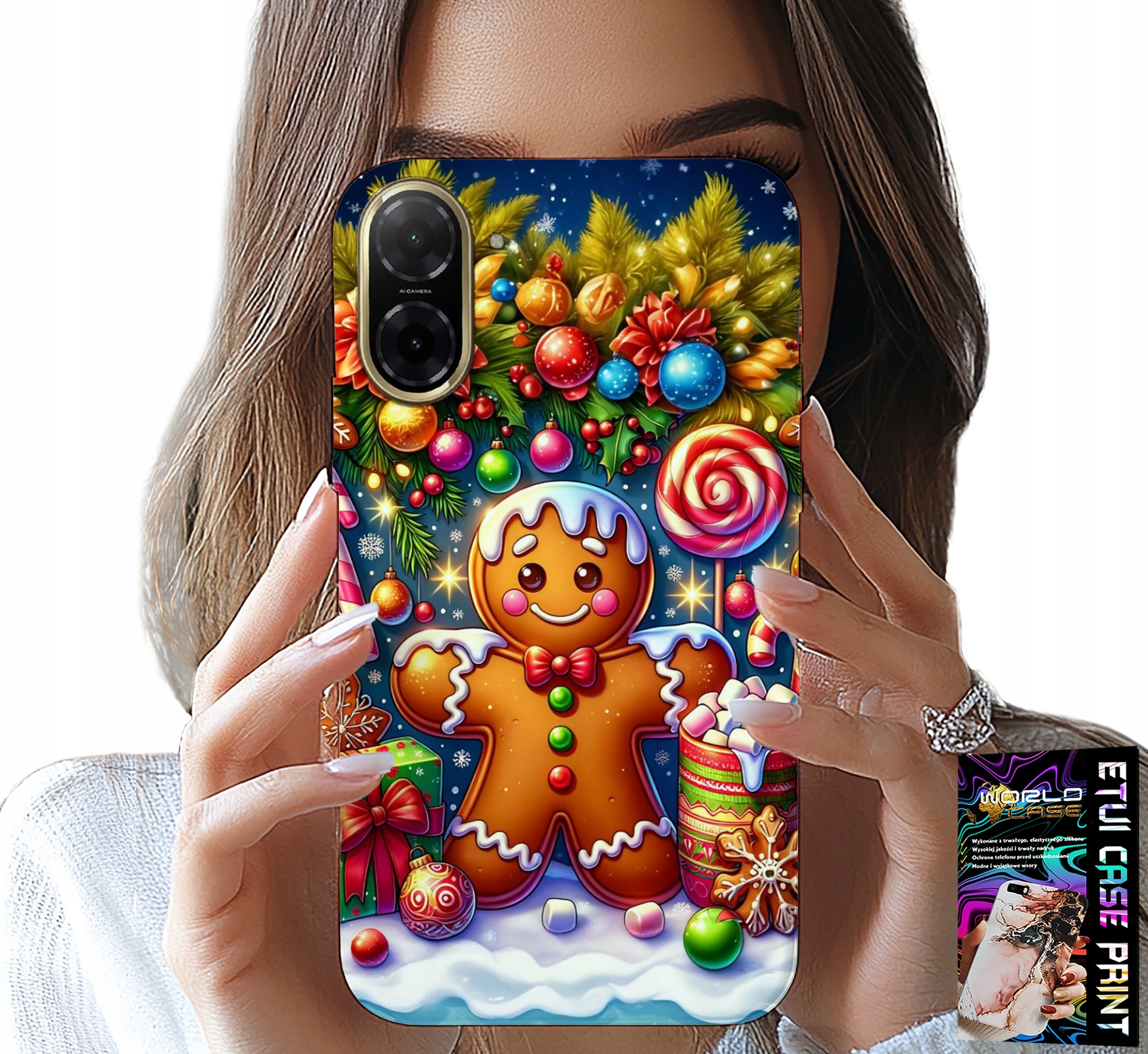 ETUI DO XIAOMI POCO X7 PRO 5G - PIERNIK, CUKIERKOWE WZORY ŚWIĘTA + SZKŁO