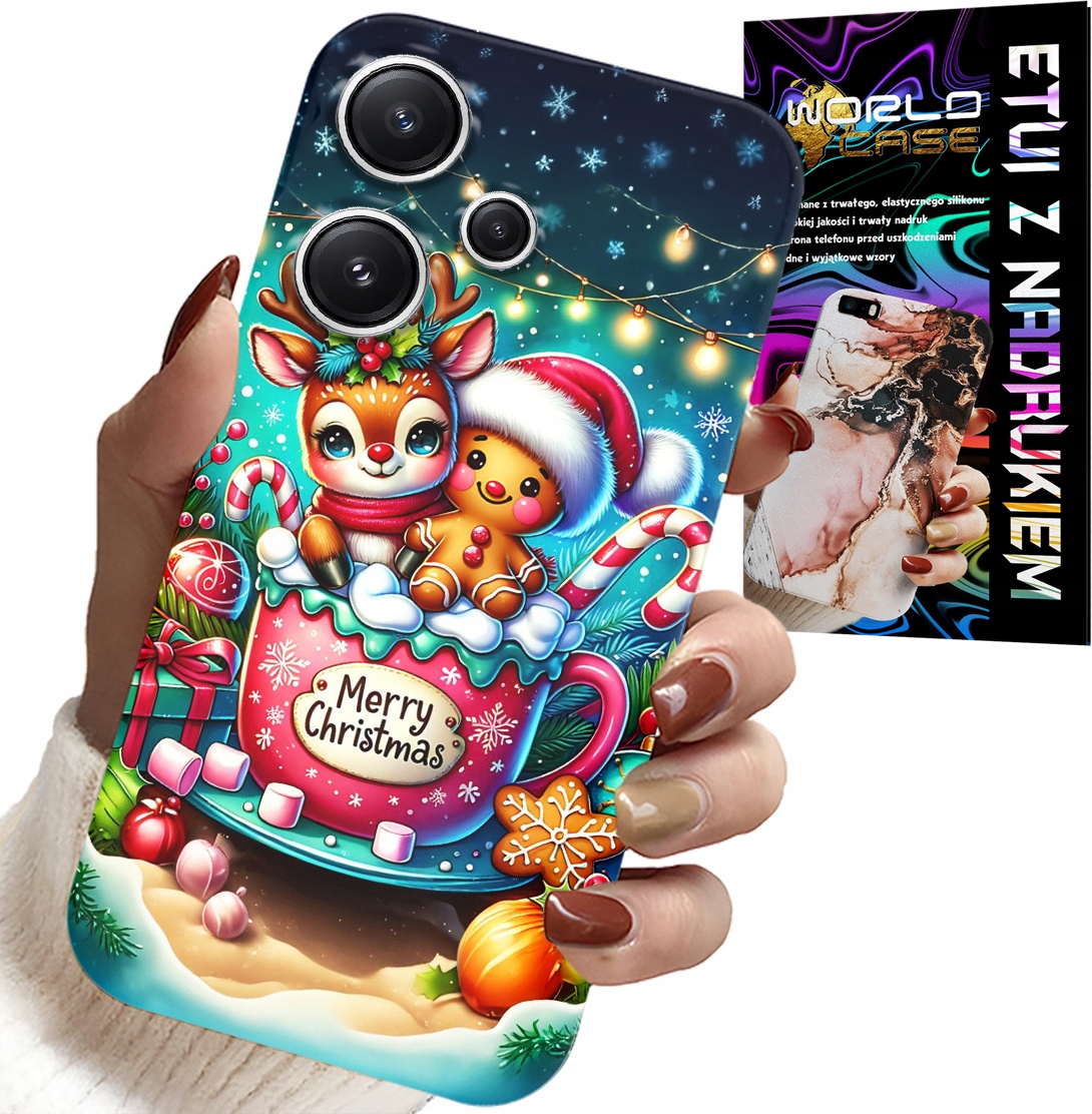 ETUI DO XIAOMI NOTE 13 PRO+ - RENIFER Z PIERNIKIEM MERRY CHRISTMAS