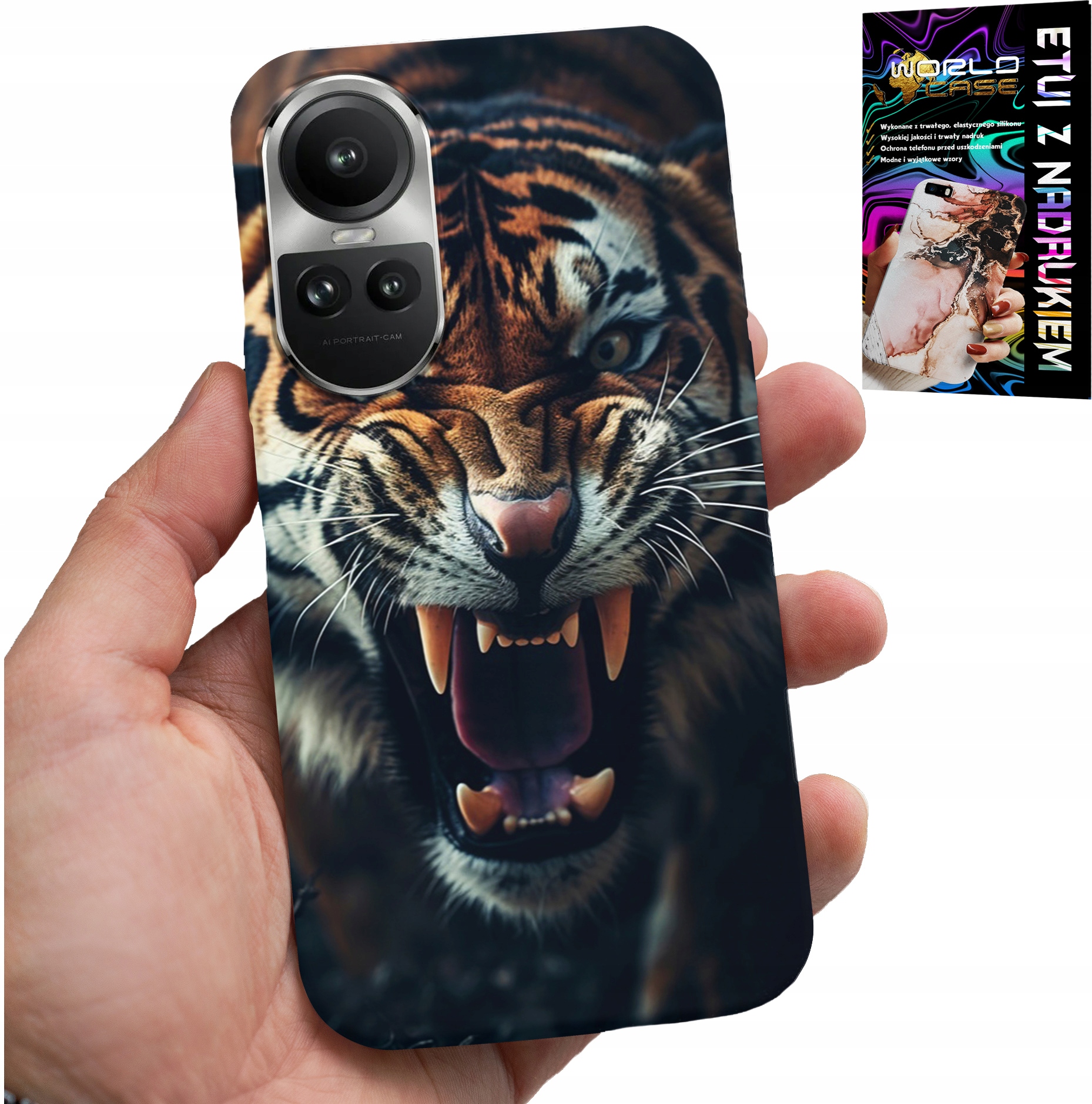 ETUI DO OPPO RENO10 PRO 5G - TYGRYS LEW SAFARI ZWIERZĘCE WZORY PLECKI