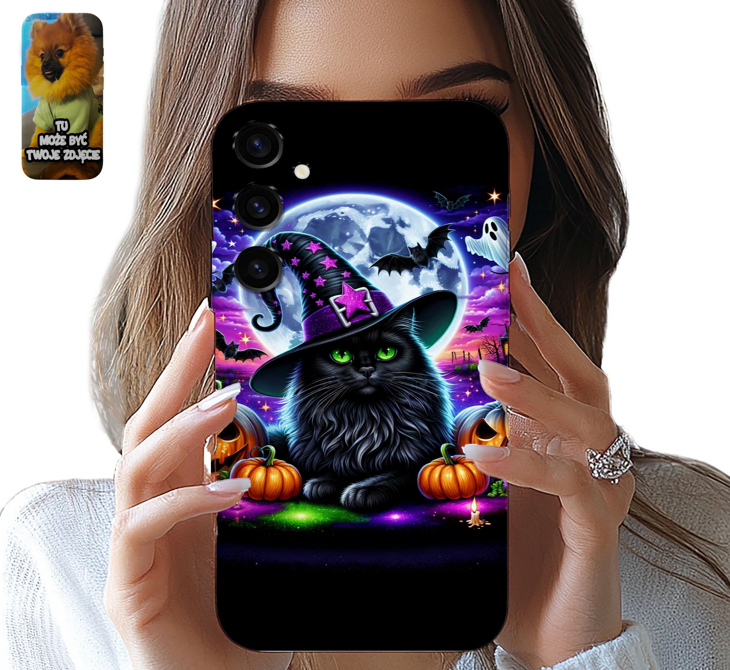 ETUI CASE SAMSUNG GALAXY S24 FE HALLOWEEN KOT DYNIA WIEDŻMA + SZKŁO
