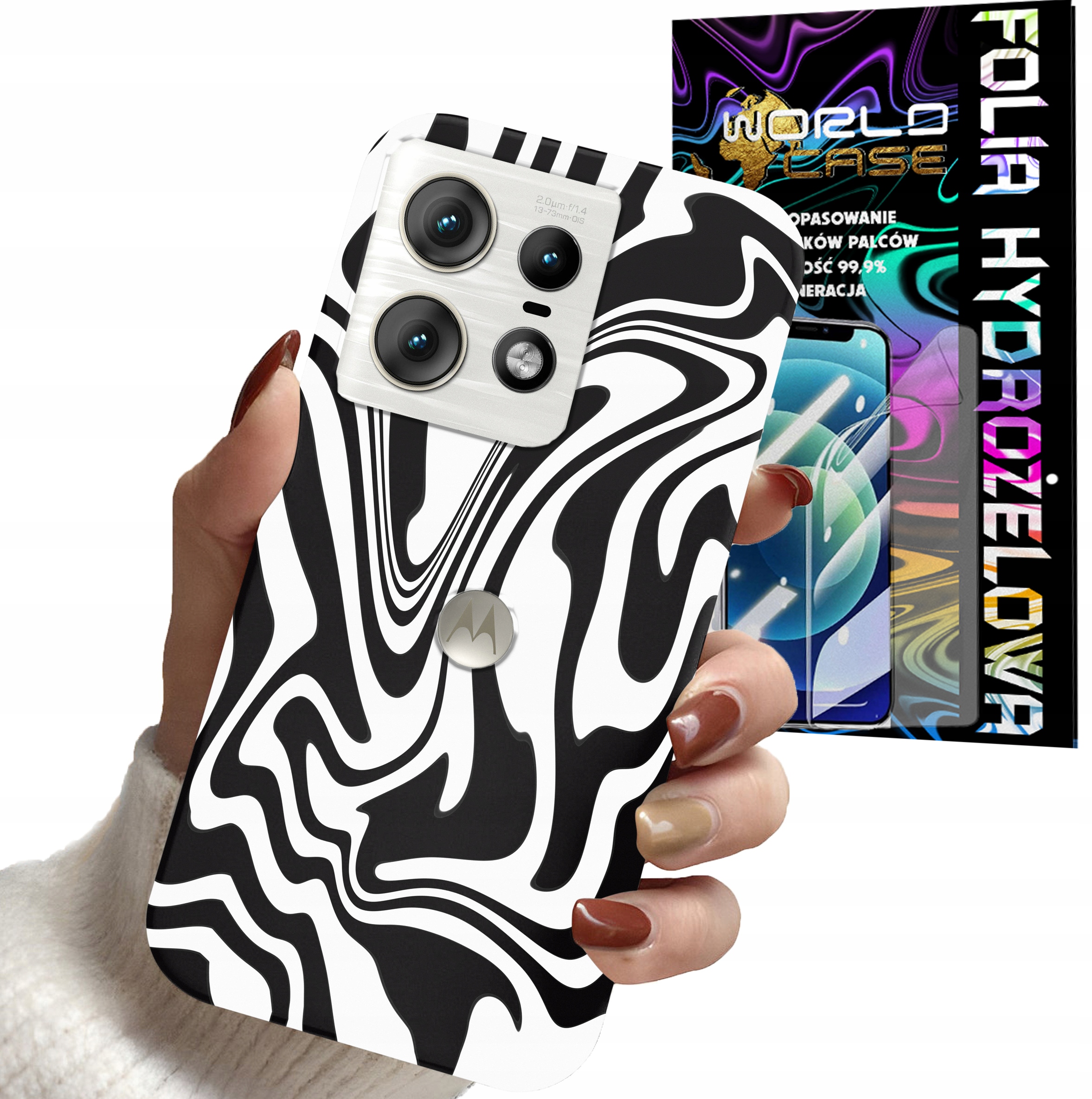 ETUI DO MOTOROLA EDGE 50 PRO - ABSTRAKCJA ZEBRA MODNE WZORY KOBIET + FOLIA
