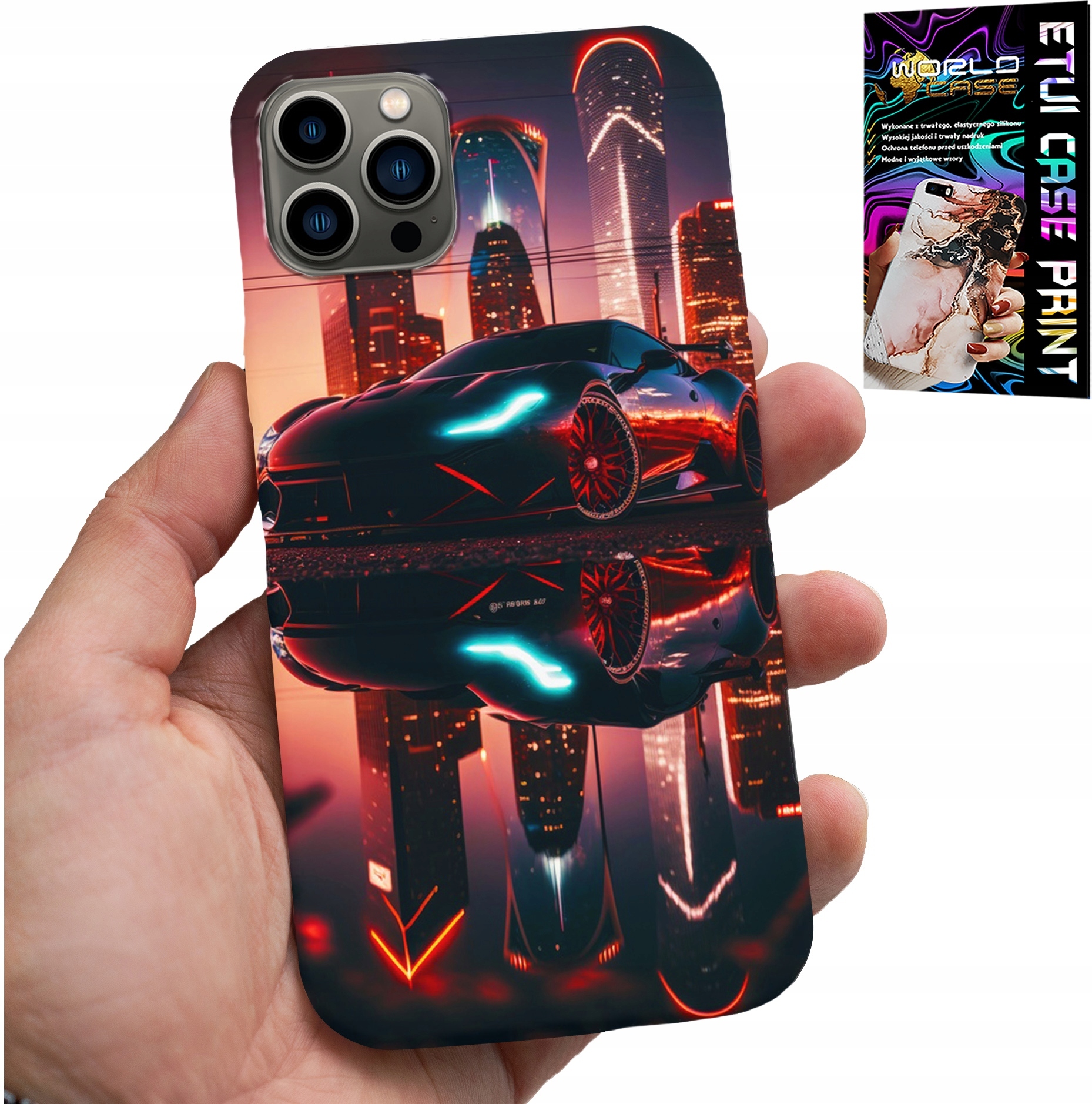 ETUI DO IPHONE 13 PRO MAX - SAMOCHODY FAN, WZORY DLA MĘŻCZYZN +FOLIA