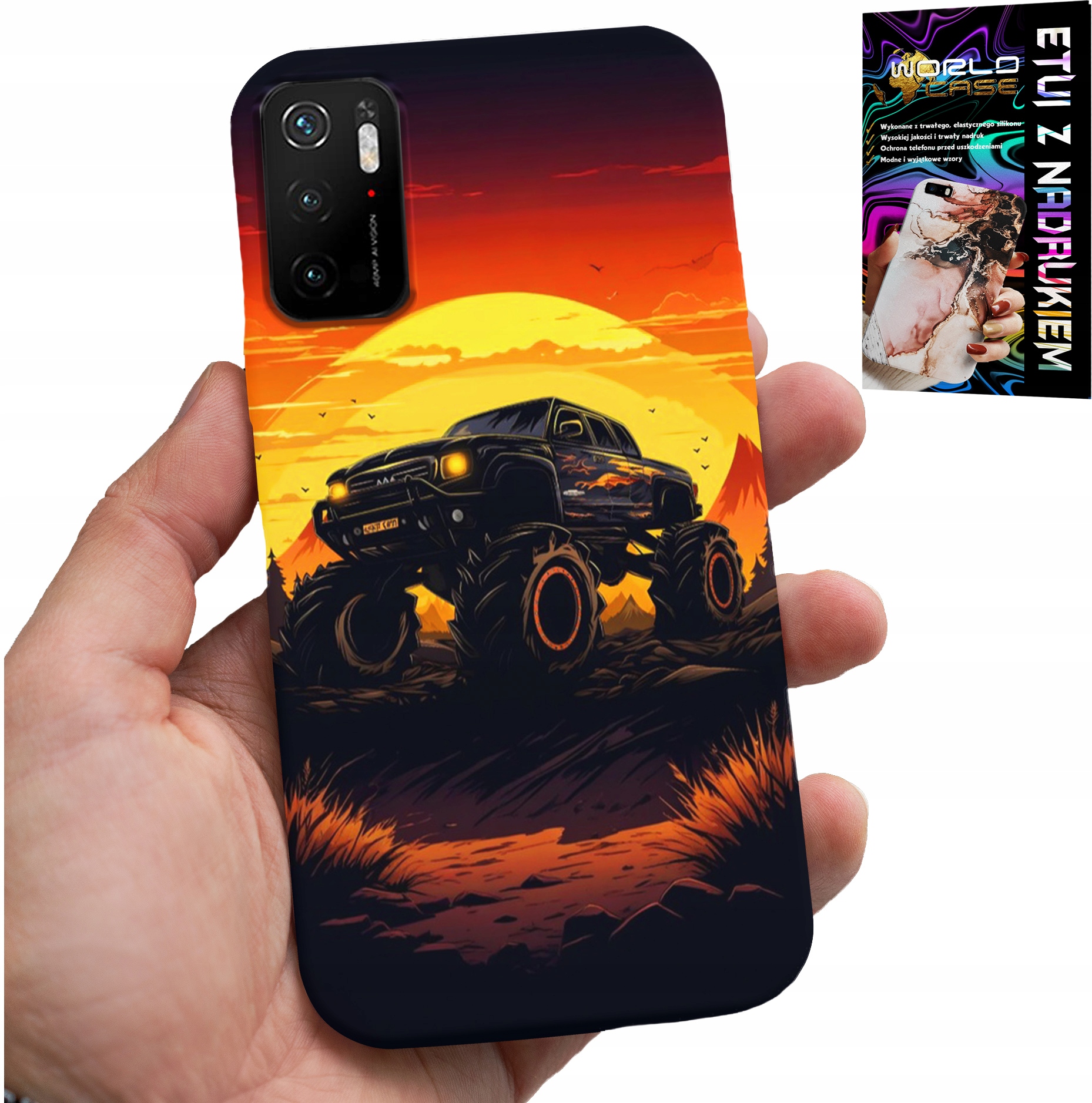ETUI DO XIAOMI POCO M3 PRO 5G - MONSTERTRUCK, CIĘŻARÓWKA, WZORY + SZKŁO