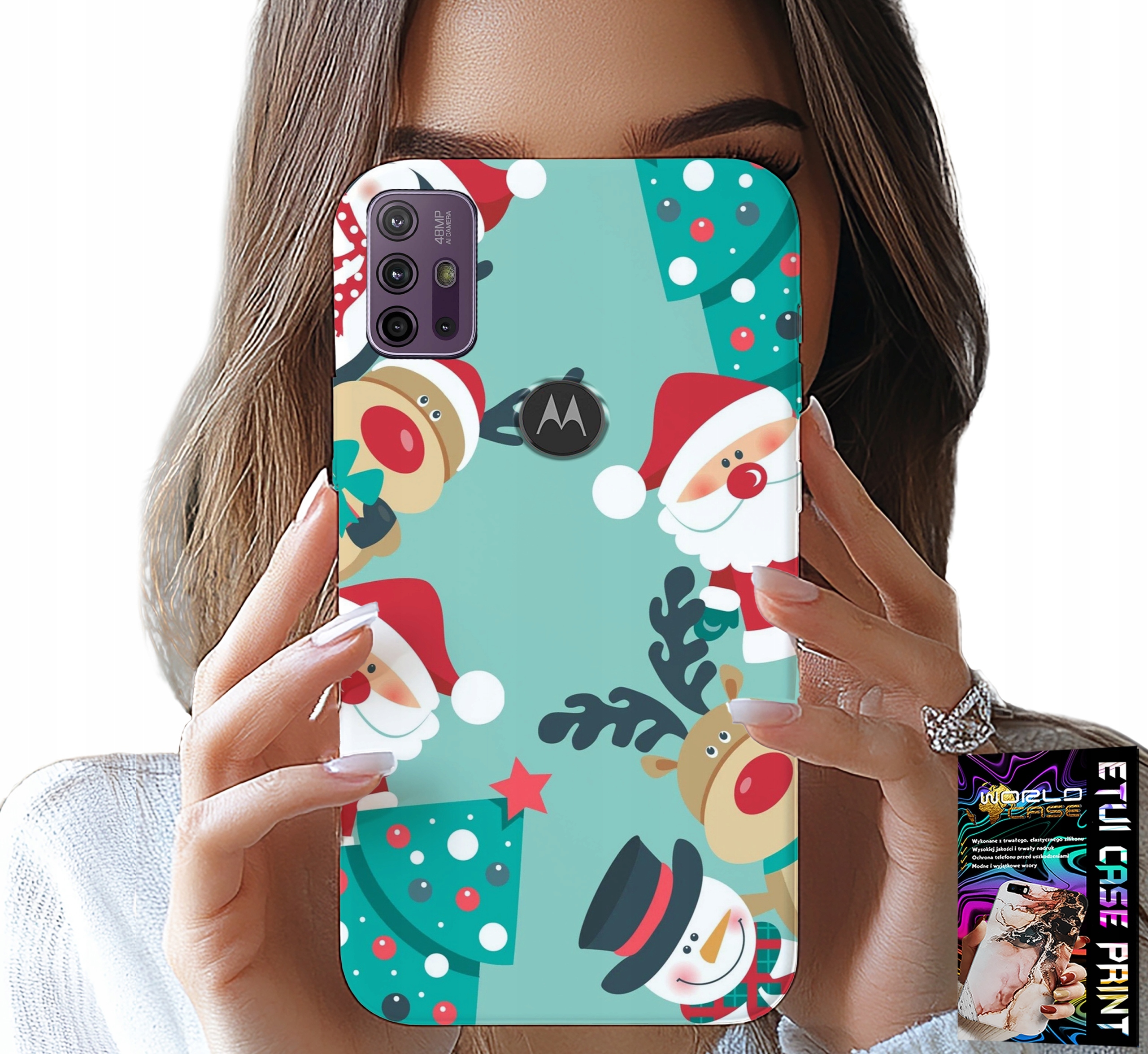 ETUI DO MOTOROLA MOTO G10 POWER - MIKOŁAJ, RENIFER BAŁWAN ŚWIĄTECZNE WZORY