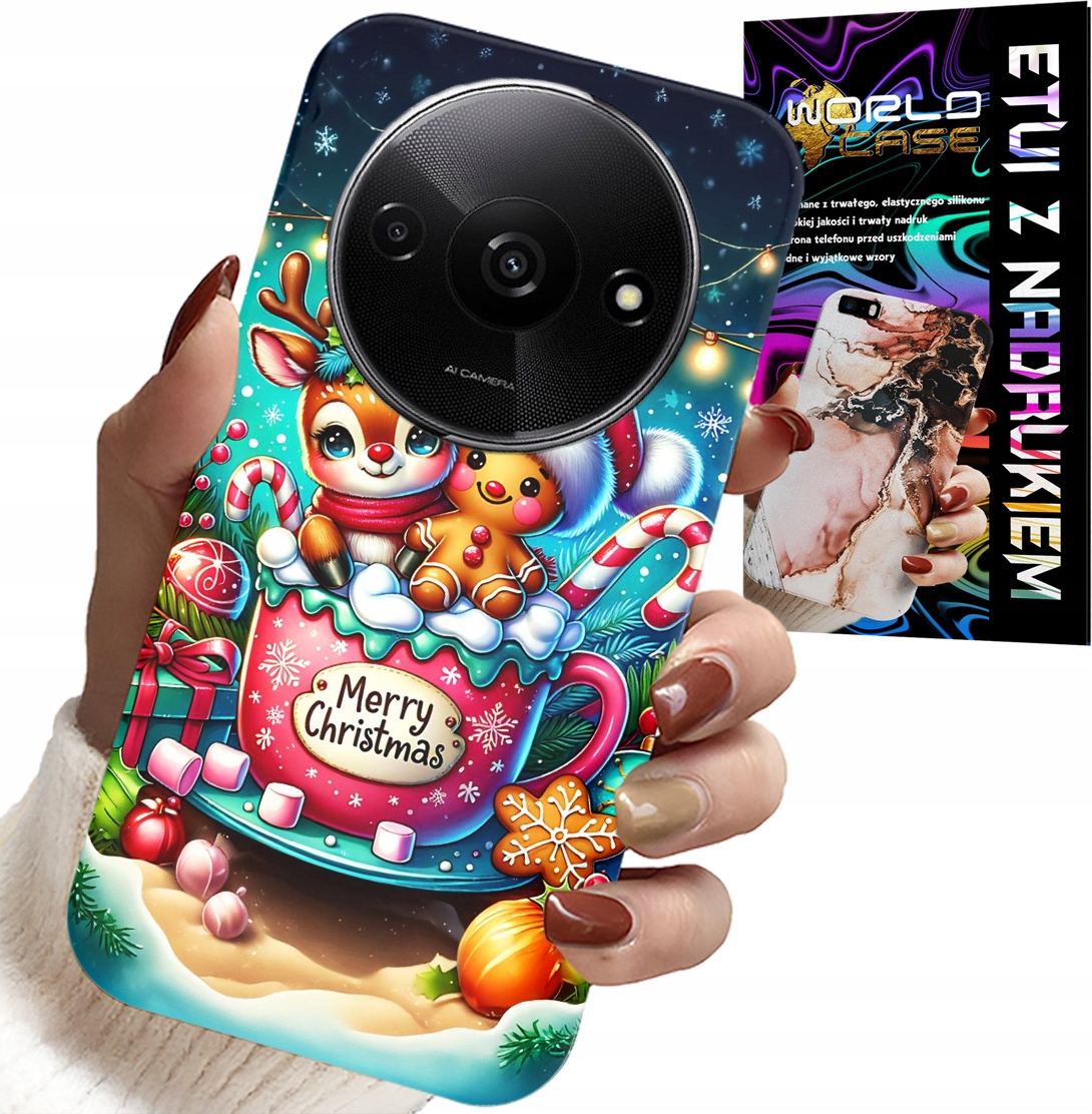 ETUI DO XIAOMI REDMI A3 - RENIFER Z PIERNIKIEM MERRY CHRISTMAS