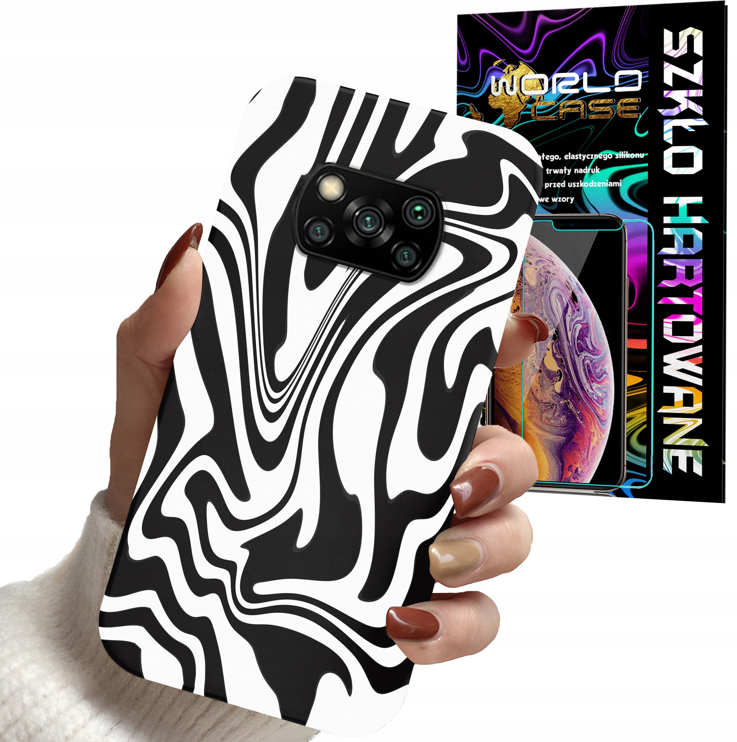 ETUI DO XIAOMI POCO X3 - ABSTRAKCJA ZEBRA MODNE WZORY DLA KOBIET + SZKŁO
