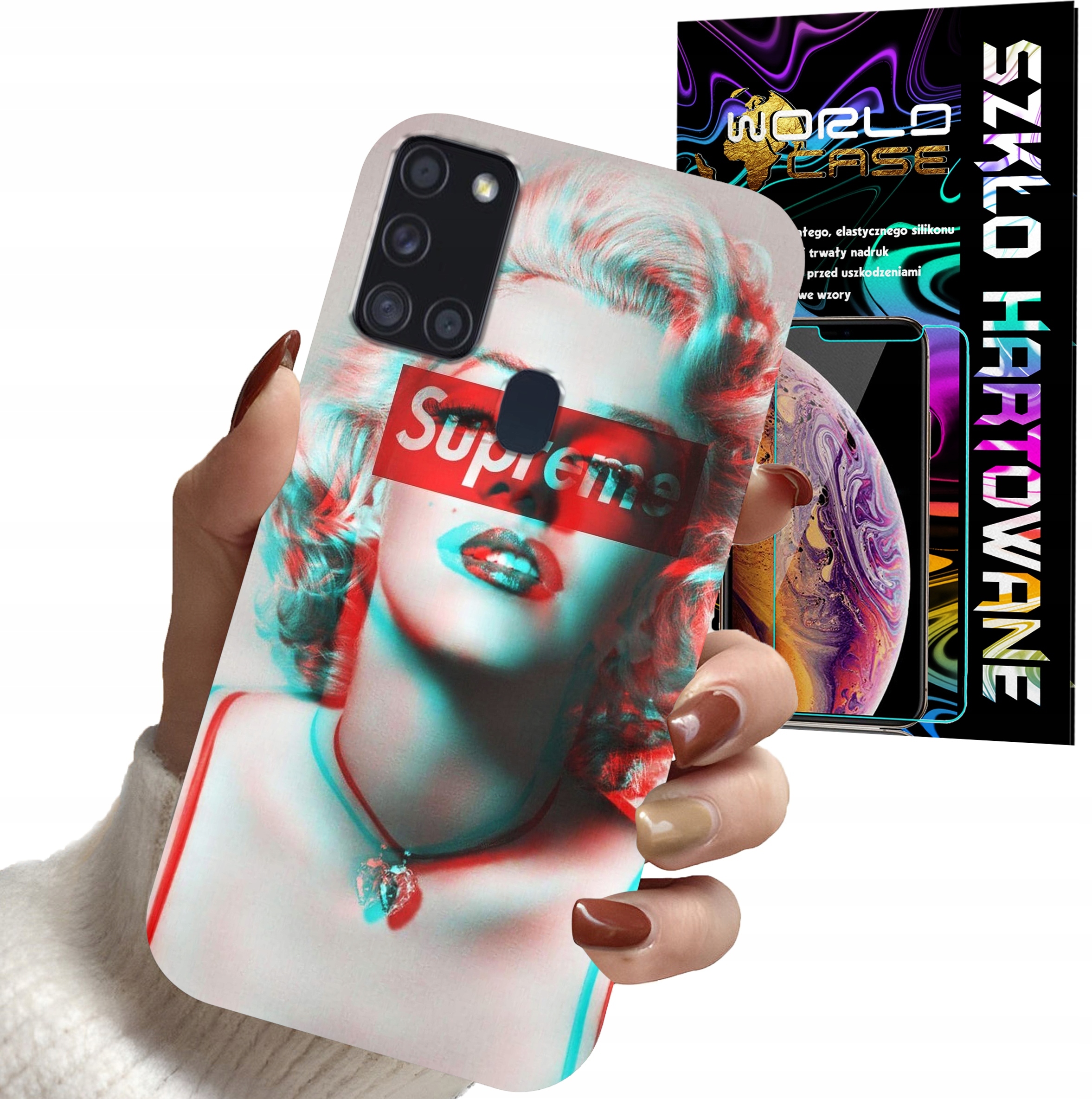 ETUI DO SAMSUNG A21s - Monroe MODNE KOBIECE WZORY + SZKŁO