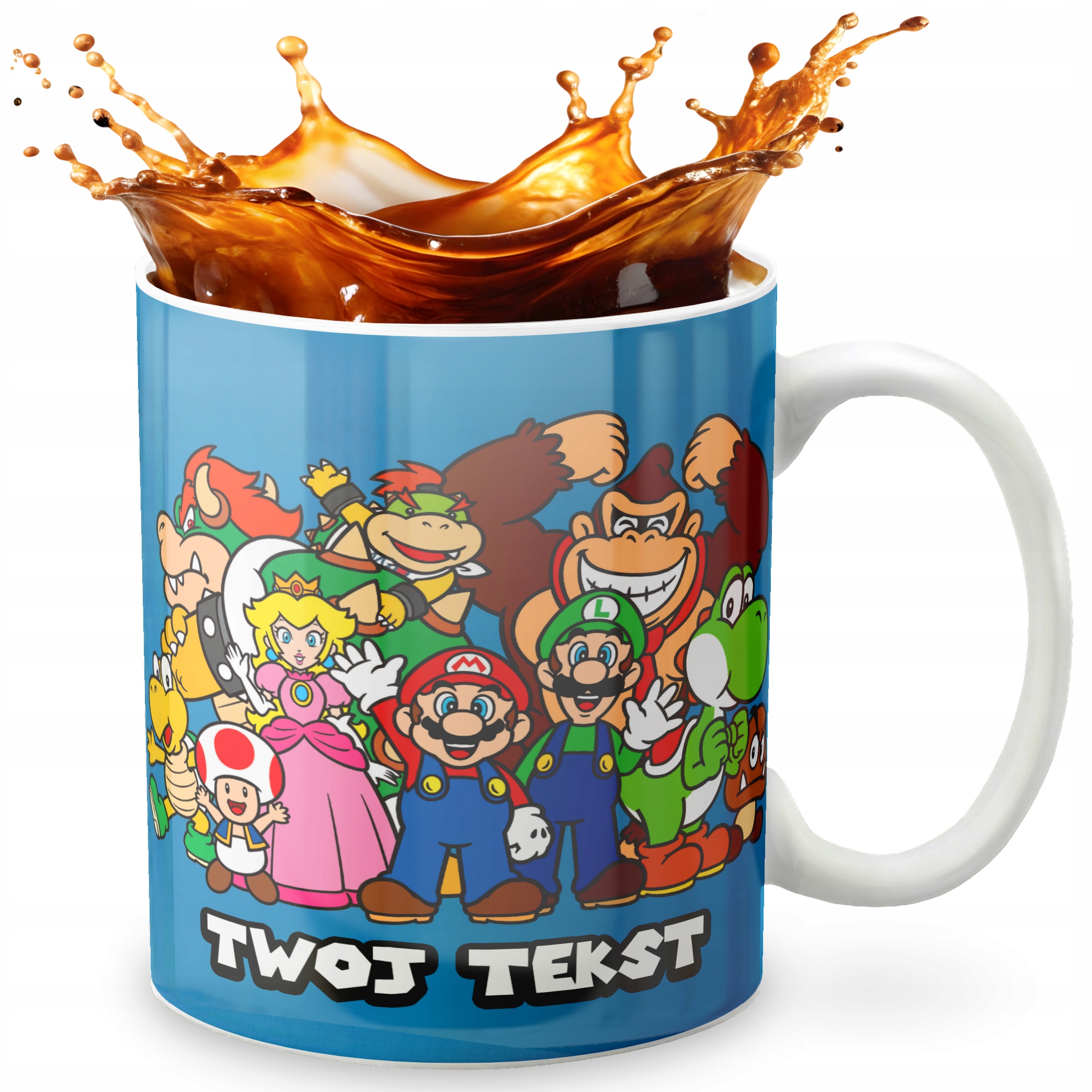 KUBEK 330ml GRAFIKA PREZENT ŚWIĘTA WZÓR - GRA SUPER MARIO + IMIĘ