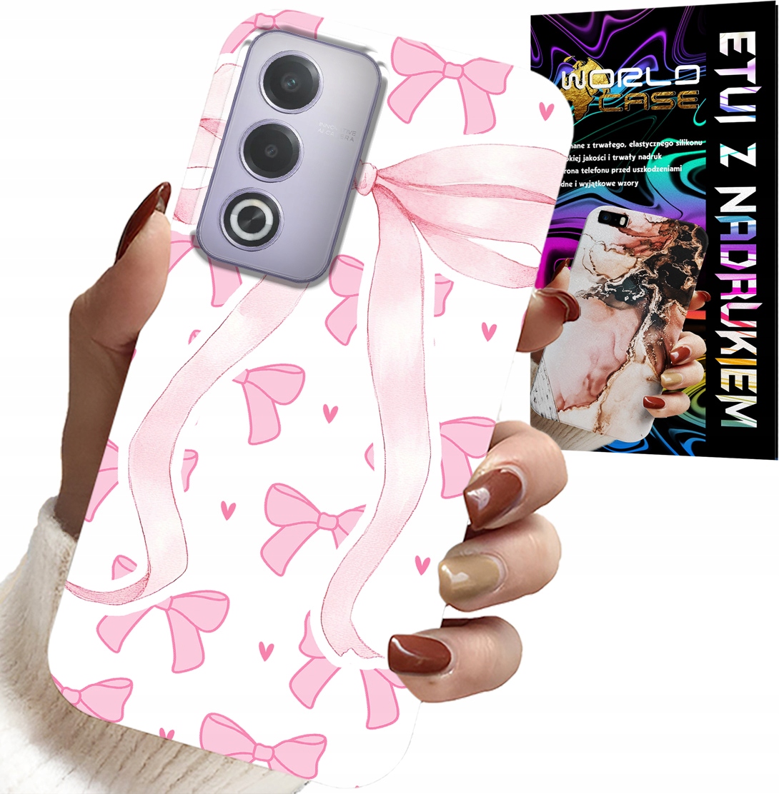 ETUI DO OPPO A80 5G - RÓŻOWE WSTAZKI WSTĄZKA MODNE WZORY CASE