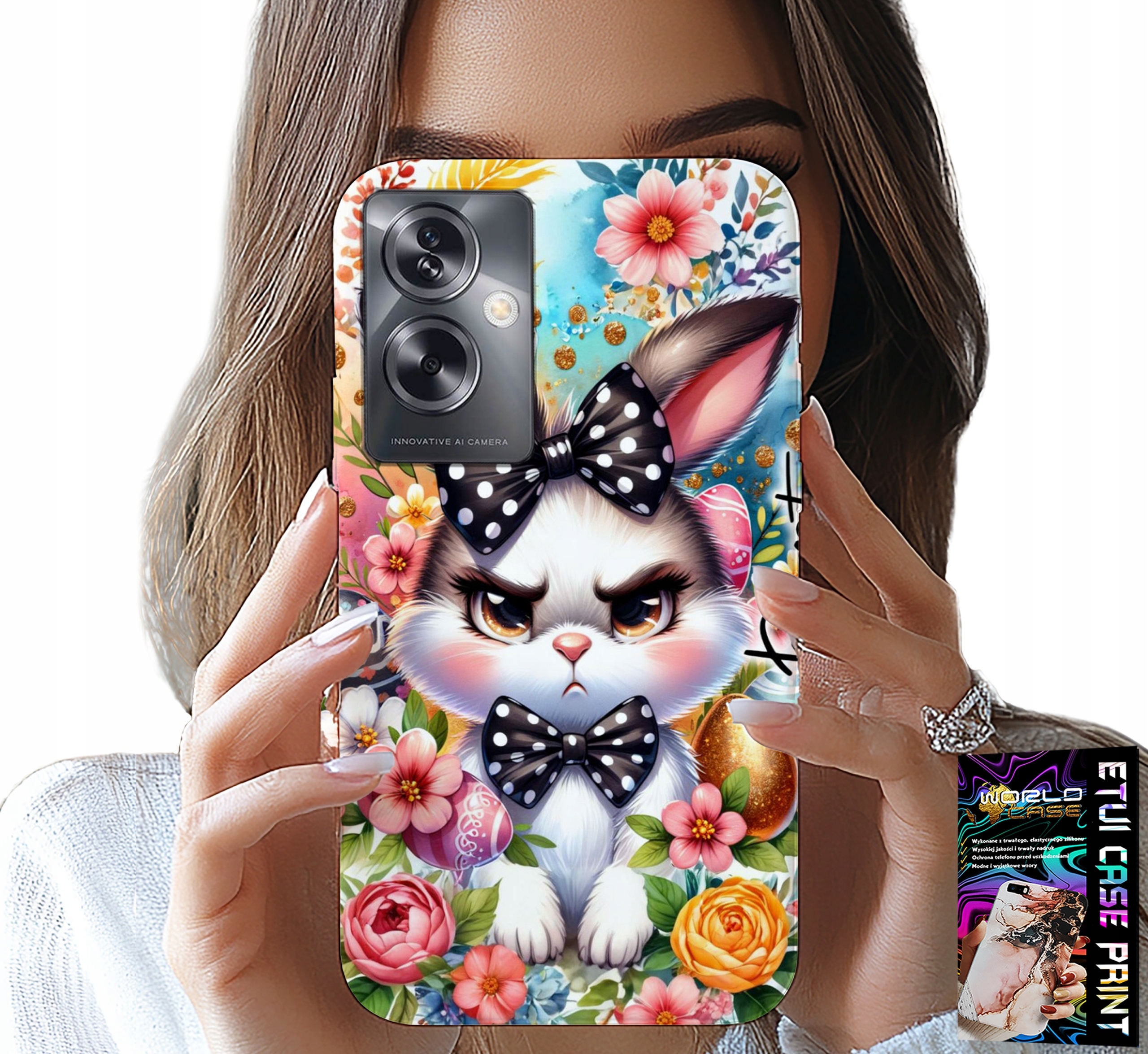 ETUI DO OPPO A79 5G - KRÓLIK WIELKANOCNY, ZAJĄC, JAJKA + FOLIA