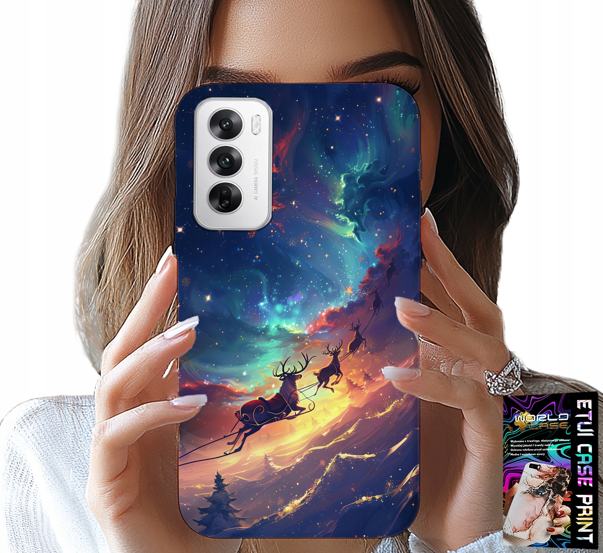 ETUI DO OPPO RENO12 5G - RENIFEREK SŁODKI RENIFER ŚWIĄTECZNY WZÓR