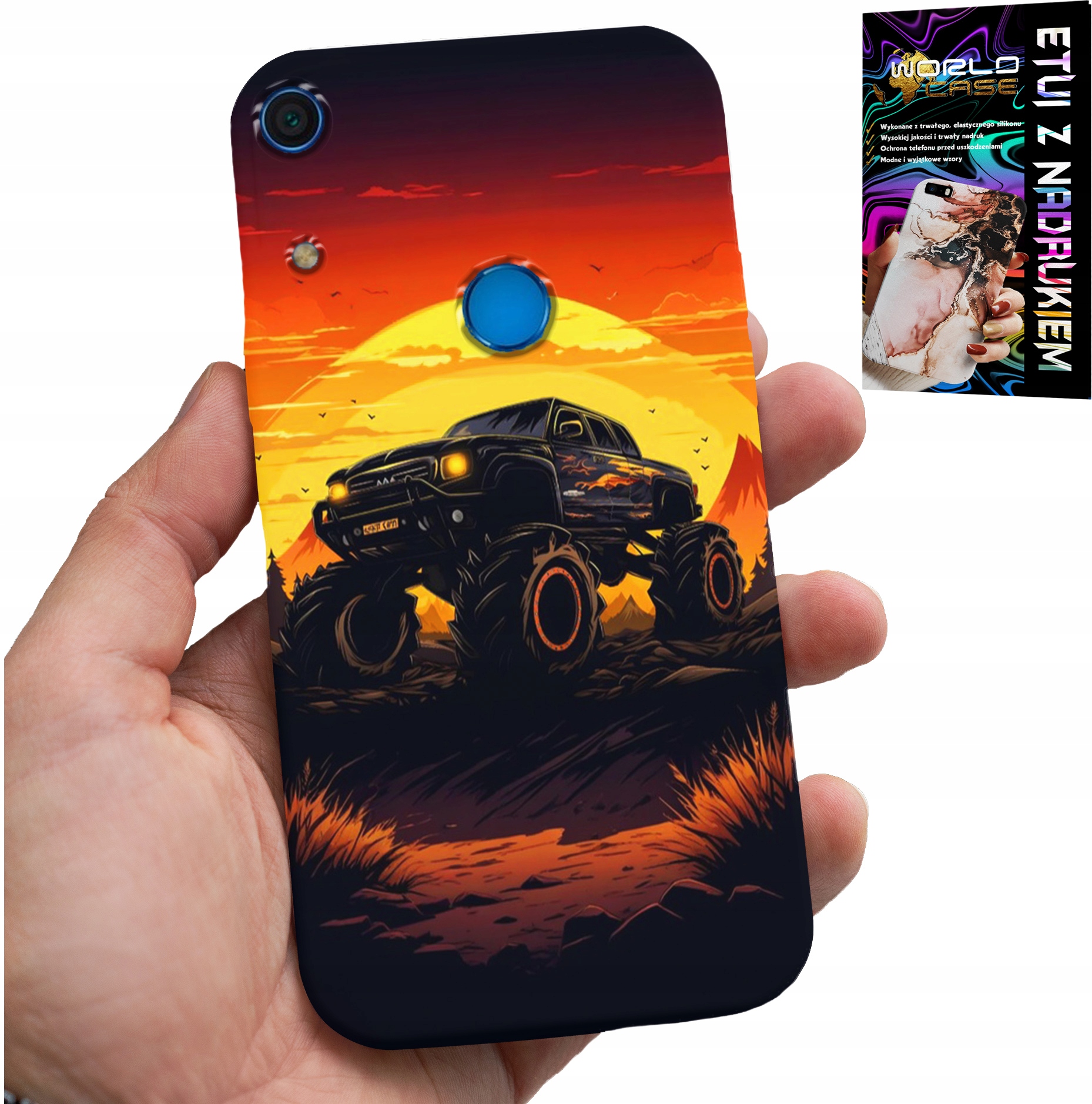 ETUI DO HUAWEI Y6S - MONSTERTRUCK, CIĘŻARÓWKA, WZORY + SZKŁO