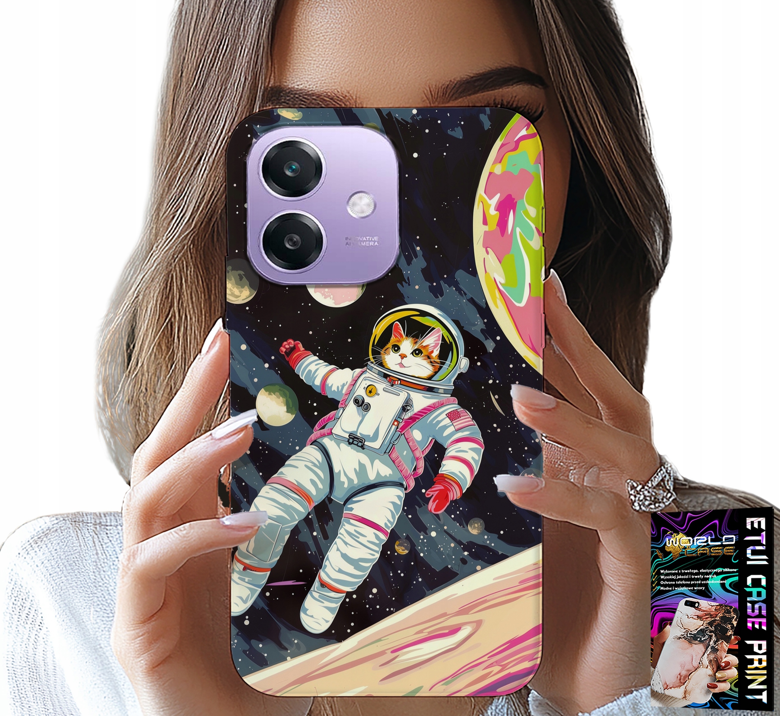 ETUI DO OPPO A40 / A40M - KOCI ASTRONAUTA KOT KOSMOS OBUDOWA CASE