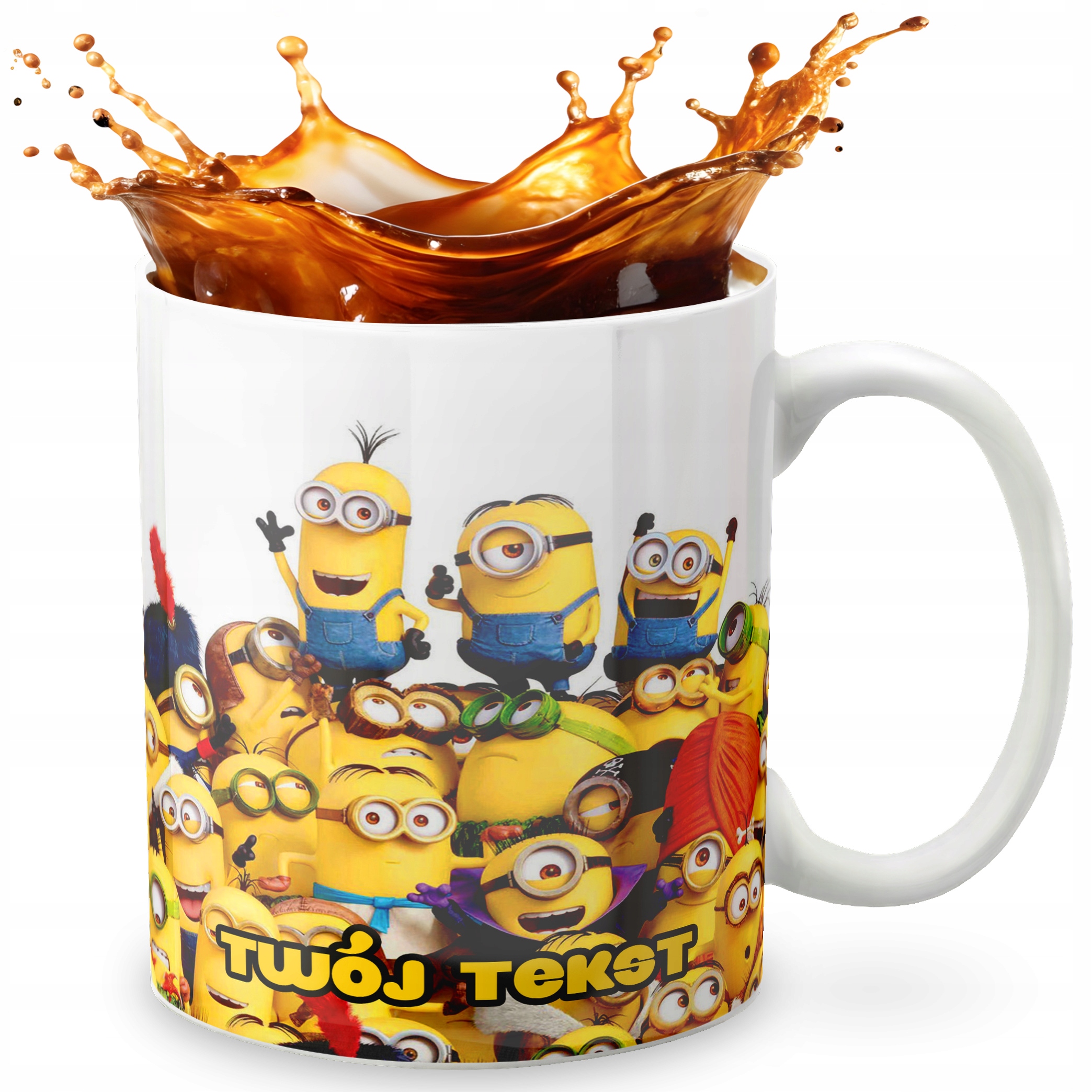 KUBEK 330ml GRAFIKA PREZENT ŚWIĘTA WZÓR - BAJKA MINIONKI + IMIĘ