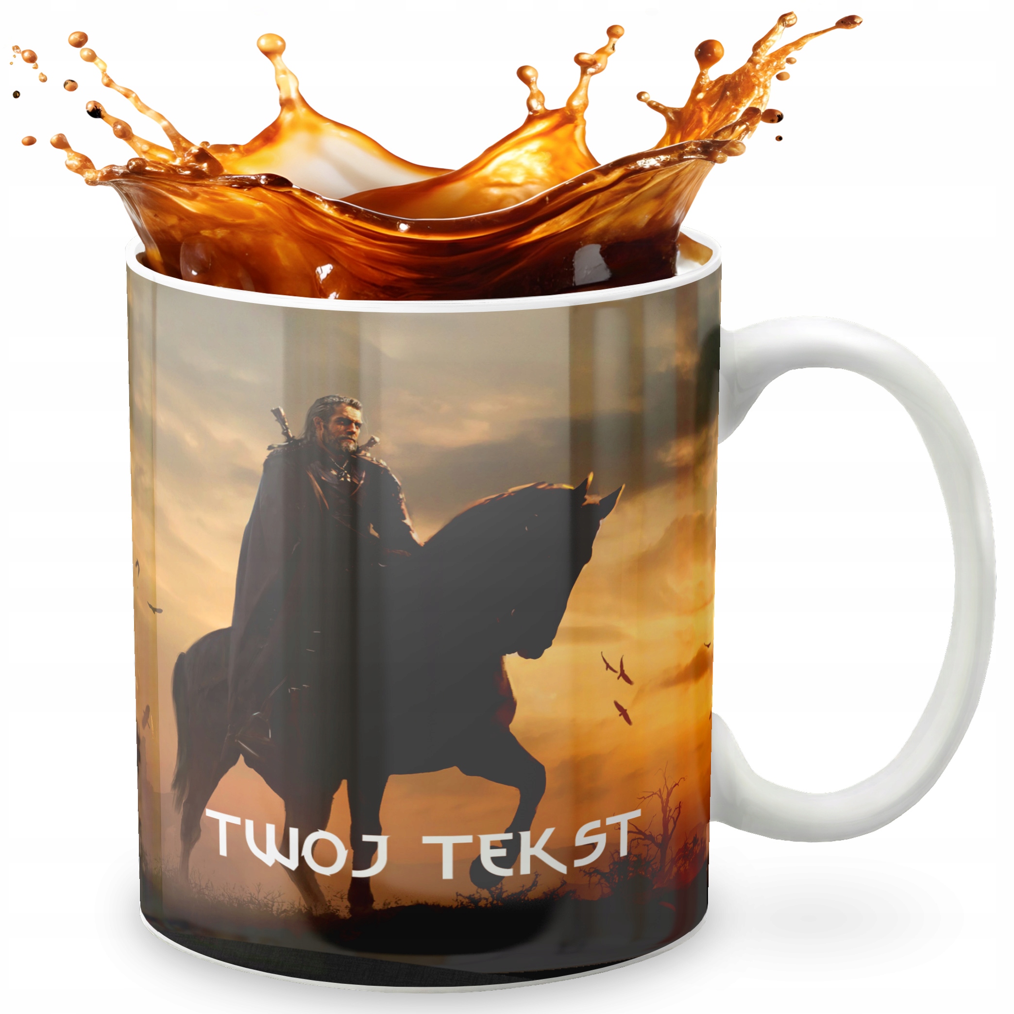 KUBEK 330ml GRAFIKA PREZENT ŚWIĘTA WZÓR - GRA SERIAL WIEDŹMIN + IMIĘ