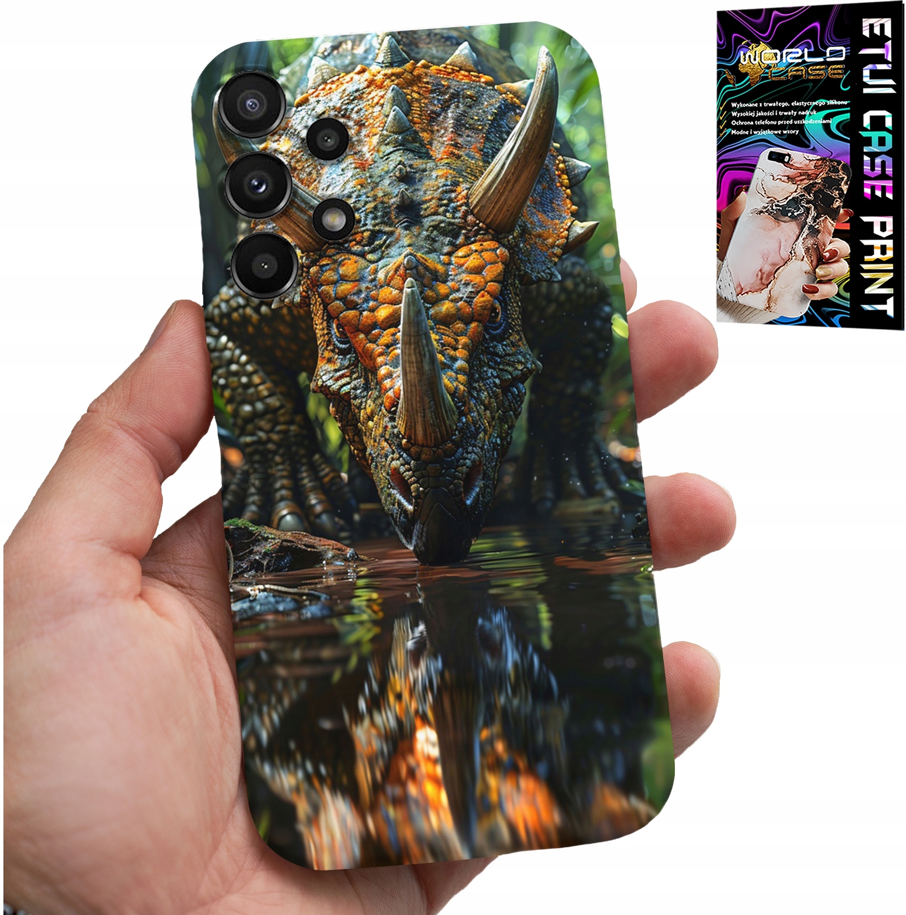 ETUI DO SAMSUNG GALAXY A32 5G - DINO DINOZAUR TRICERATOPSEM FUTERAŁ