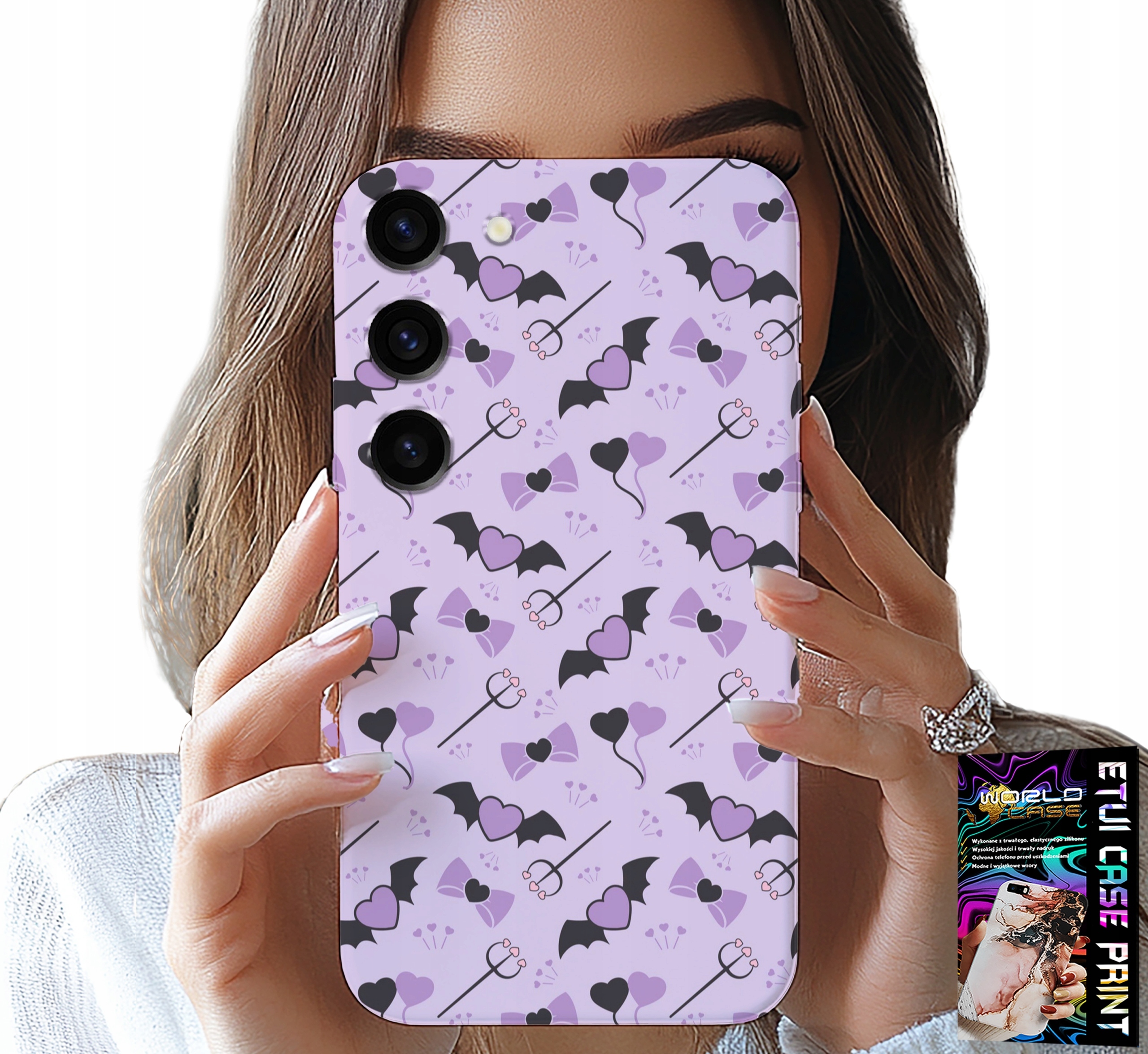 ETUI DO SAMSUNG GALAXY S23 - MODNE WZORY WIDŁY SERCA KOKARDKI KOKARDA