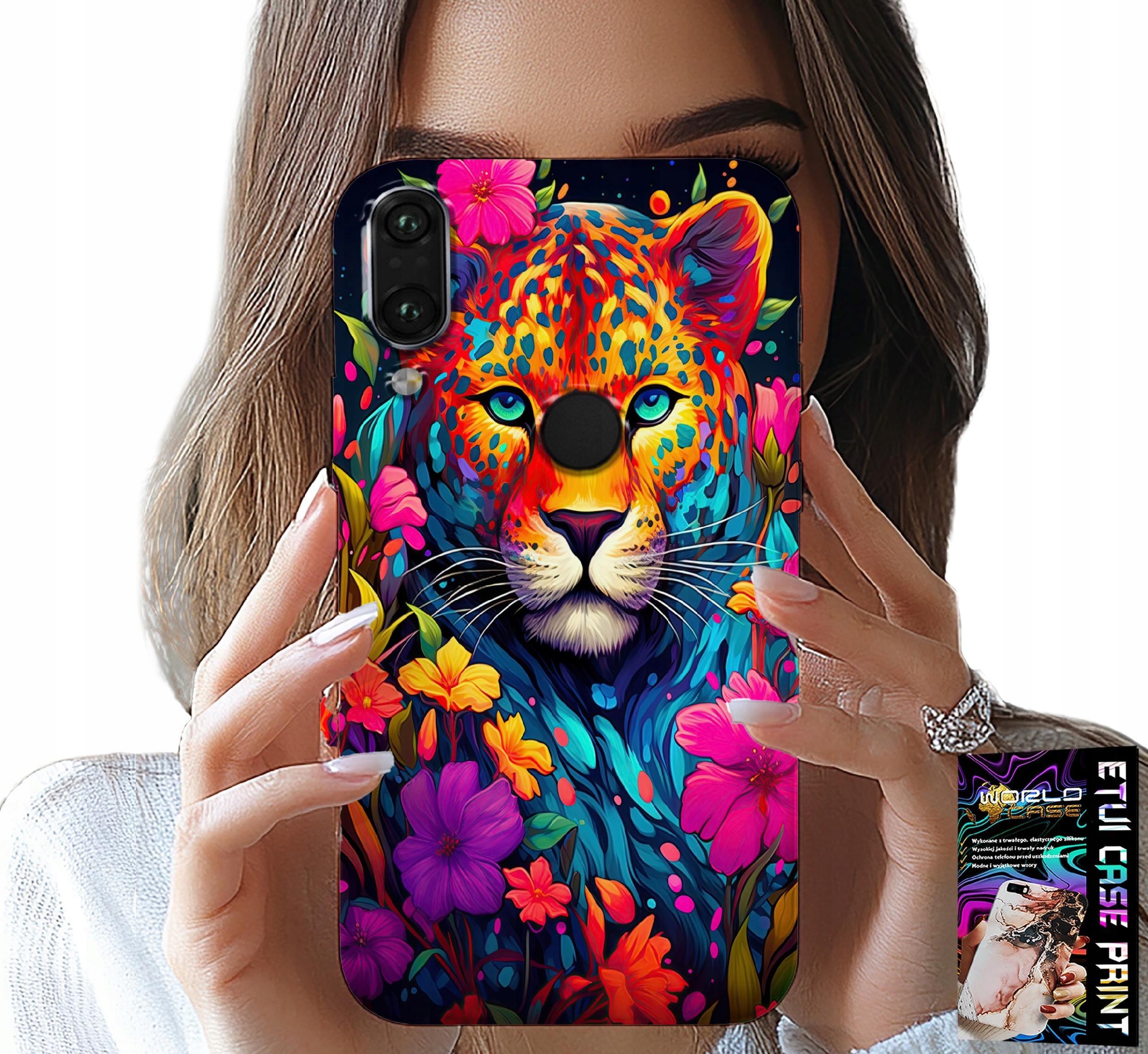 ETUI DO XIAOMI NOTE 7 - KWIECISTE WZORY TYGRYS TYGRYSEK + FOLIA