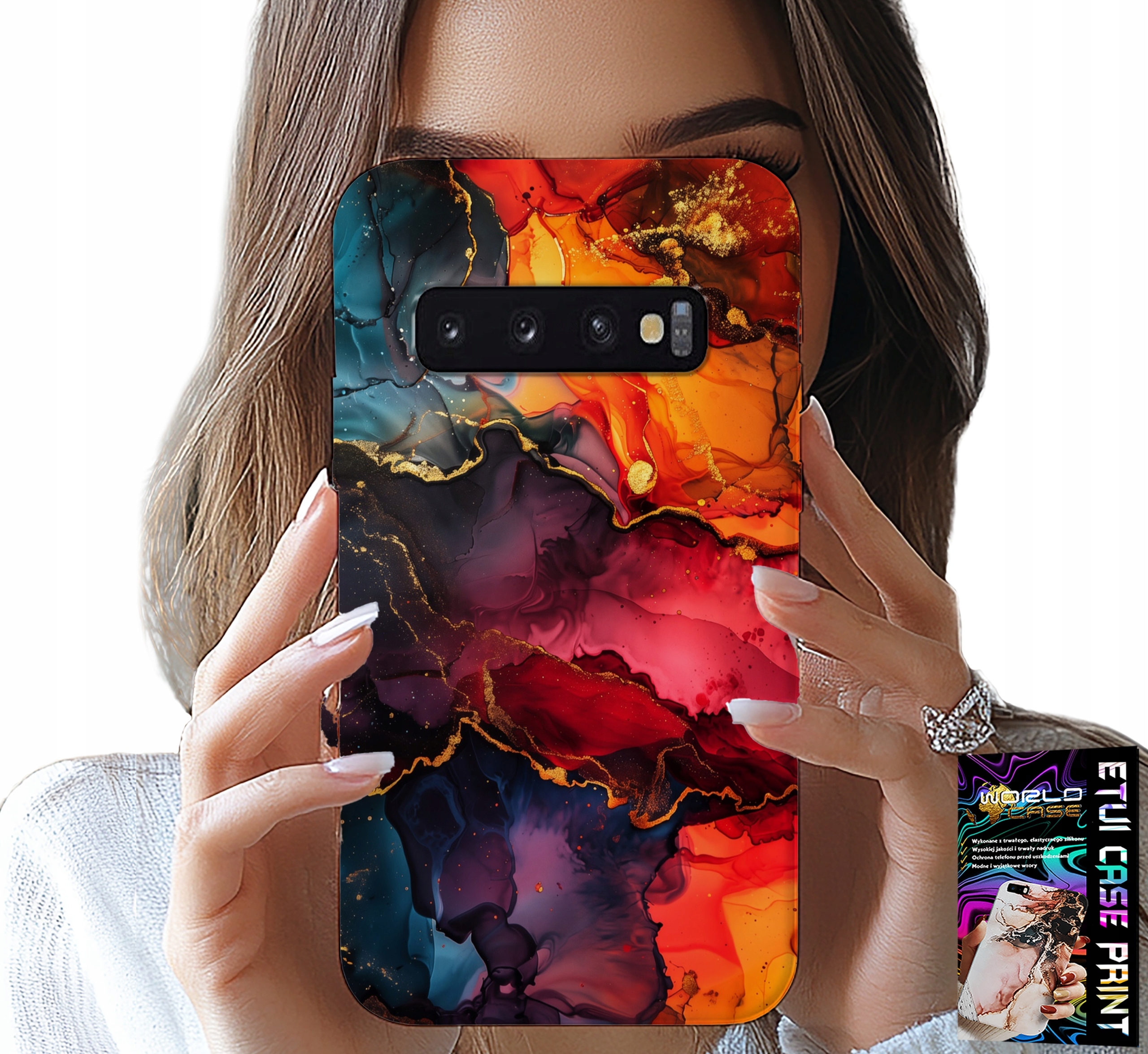 ETUI DO SAMSUNG GALAXY S10 PLUS - KAMIENNE WZORY, OBUDOWA CASE + FOLIA