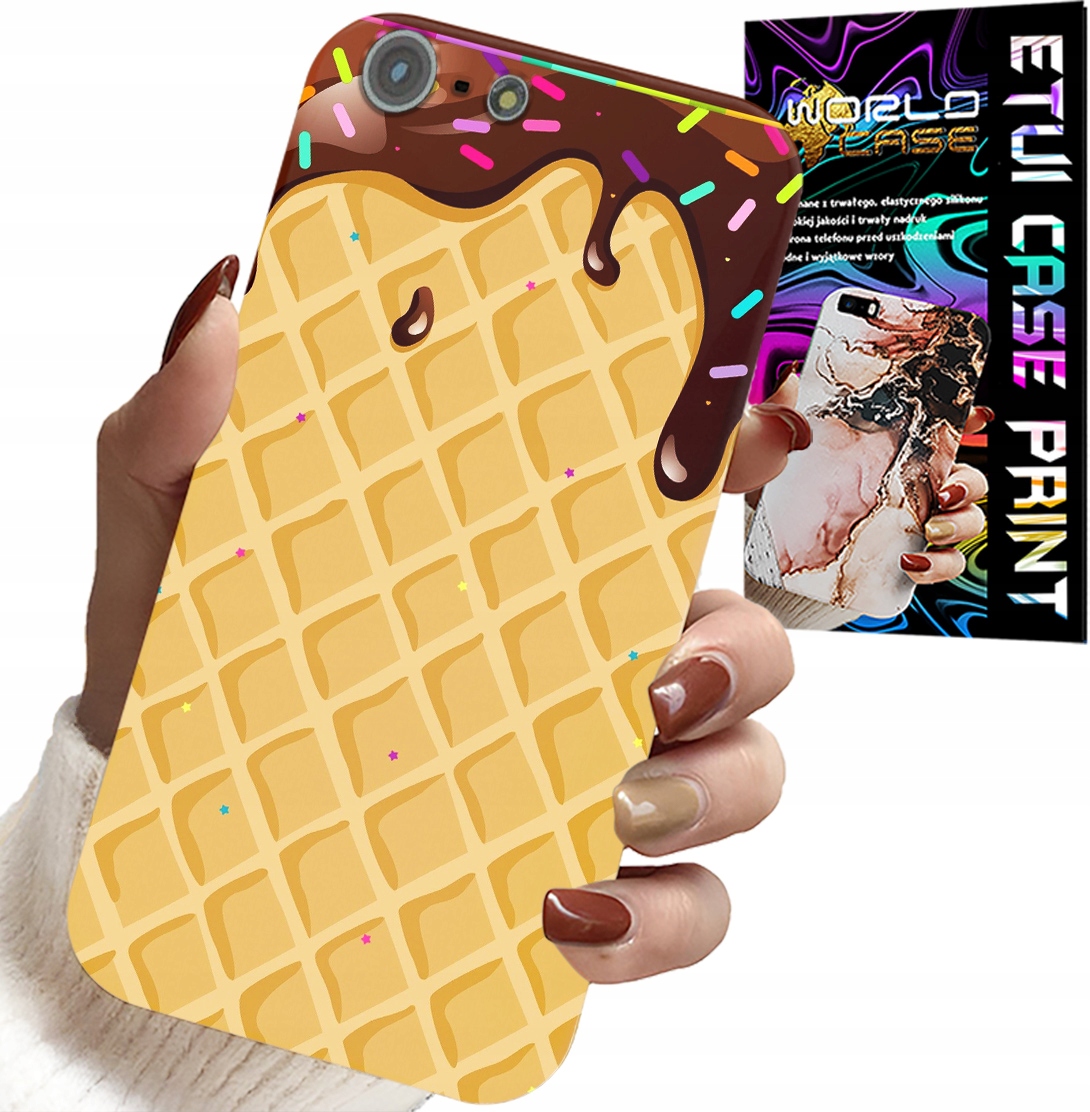 ETUI DO IPHONE 5 / 5S / 5C - Z MOTYWEM WAFLA Z POLEWĄ CZEKOLADOWĄ