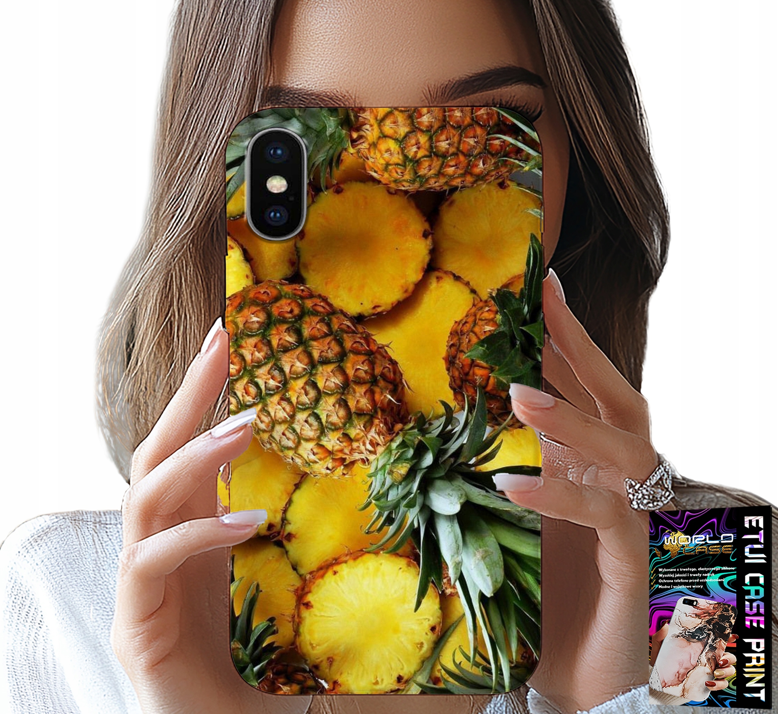 ETUI DO IPHONE X / XS - ANANAS OWOCOWY CASE OBUDOWA + SZKŁO