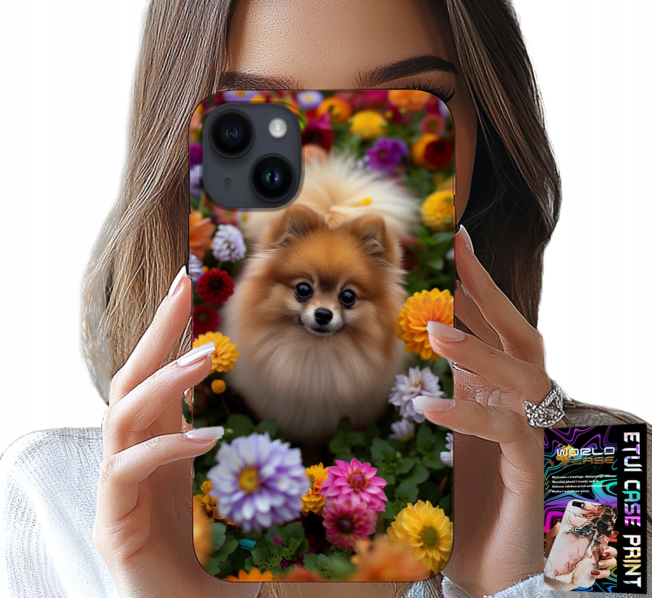 ETUI DO IPHONE 14 PLUS - SŁODKI PIESEK, POMERANIAN CASE + SZKŁO