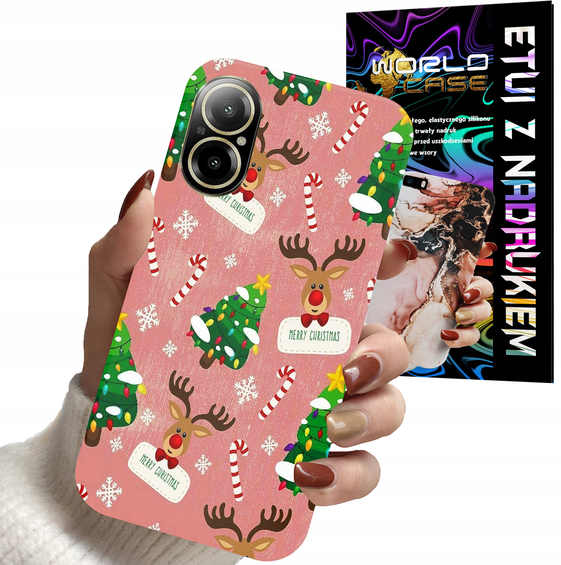 ETUI CASE DO REALME C67 4G - ŚWIĄTECZNE WZORY NA ŚWIĘTA RENIFER CHOINKA
