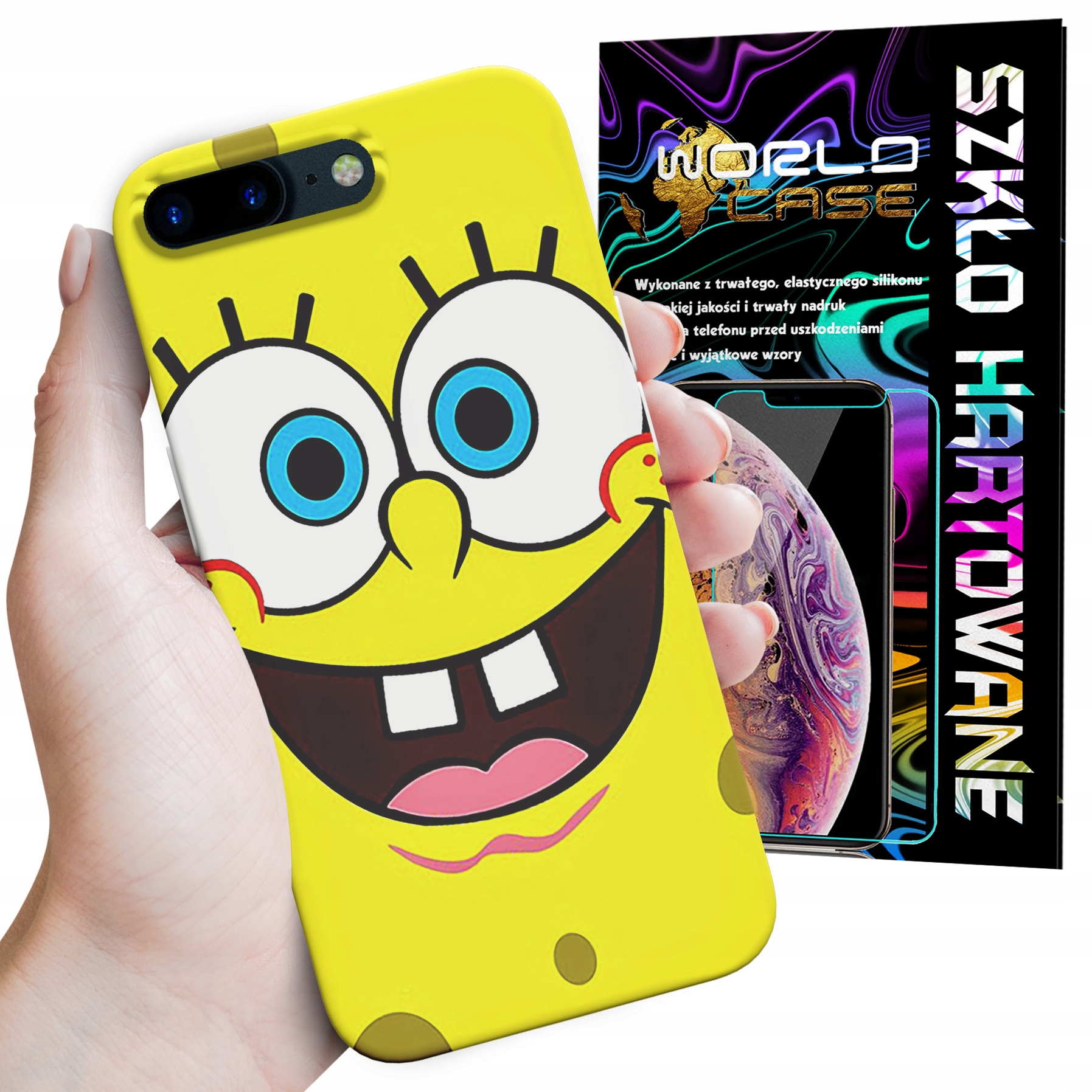 ETUI CASE DO IPHONE 7 8 PLUS - SPONGEBOB BAJKI GRY WYBÓR PLECKI + SZKŁO