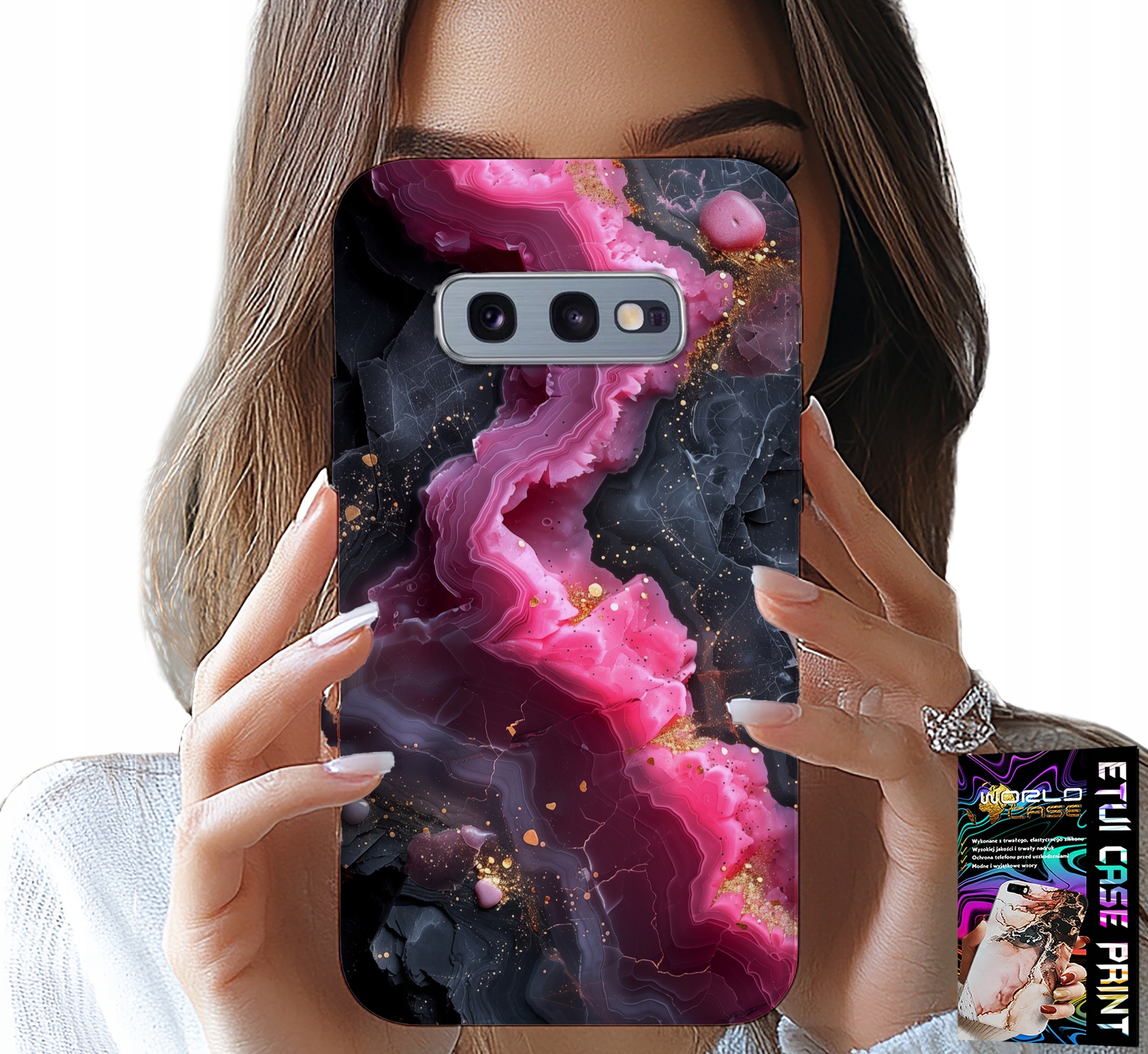ETUI DO SAMSUNG GALAXY S10E - RÓŻOWY MARMUREK PLECKI, MODNE WZORY